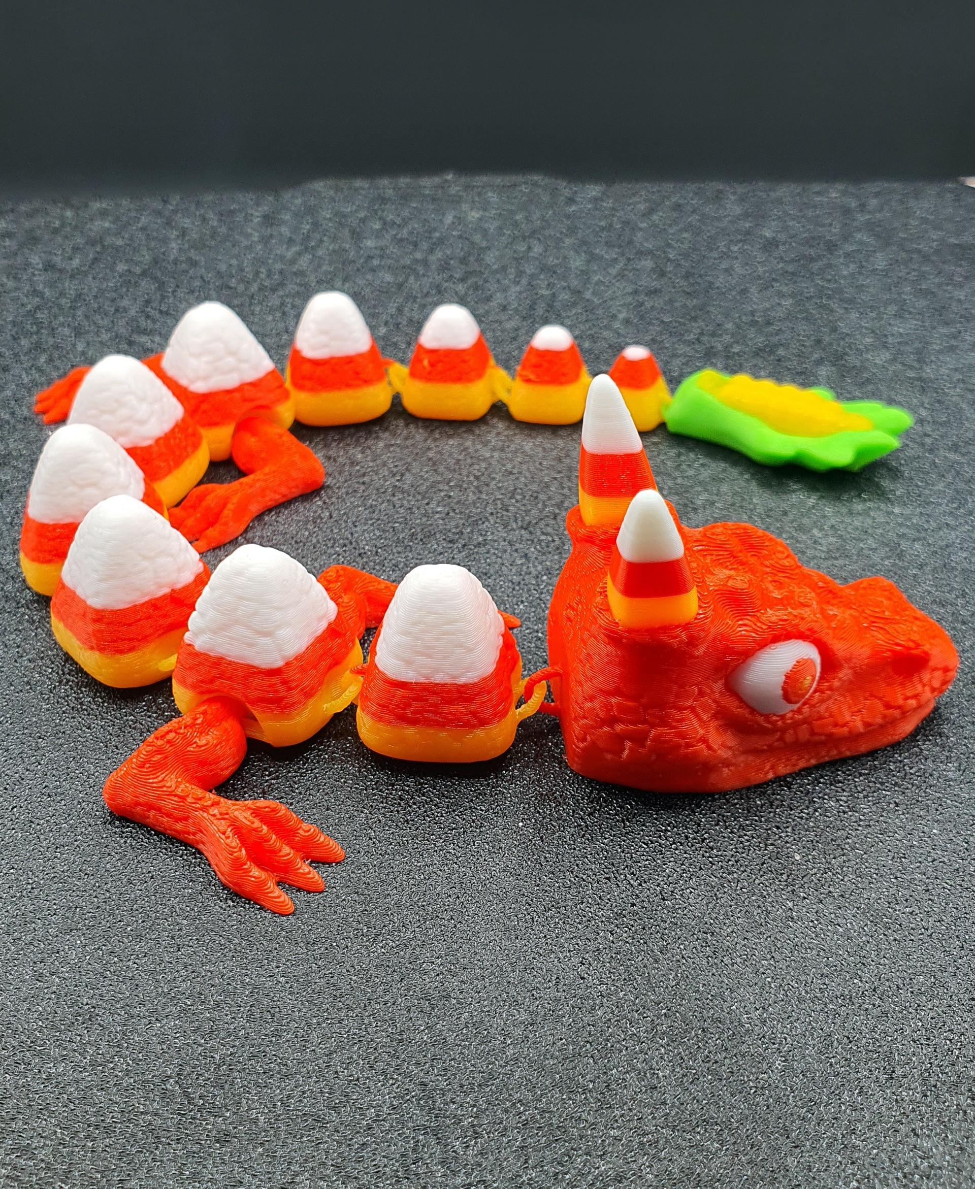 Print in Place ARTICULATING CANDY CORN DRAGON FLEXI  3d model