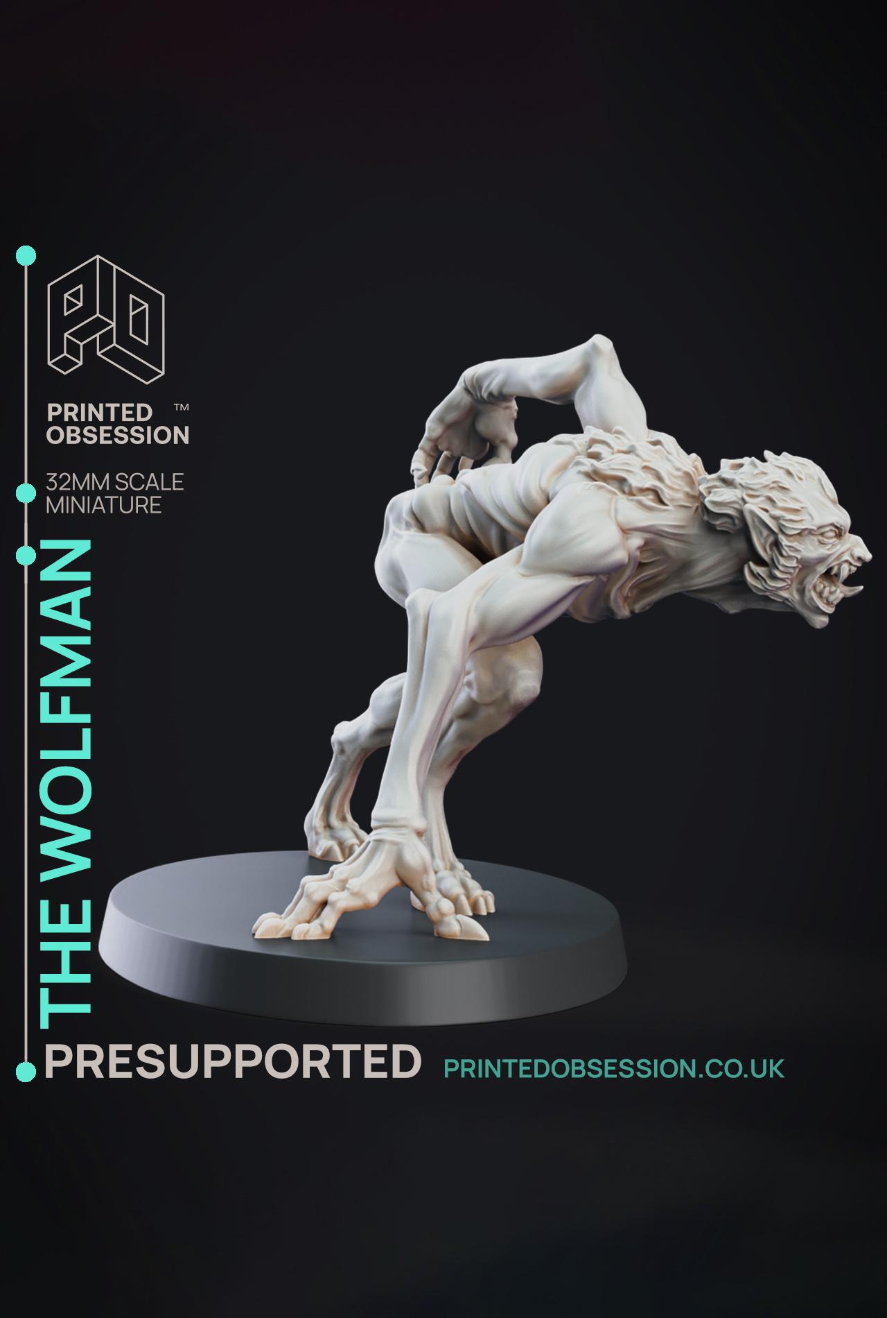 Wolfman - Skin Walkers - PRESUPPORTED - Illustrated and Stats - 32mm scale			 3d model