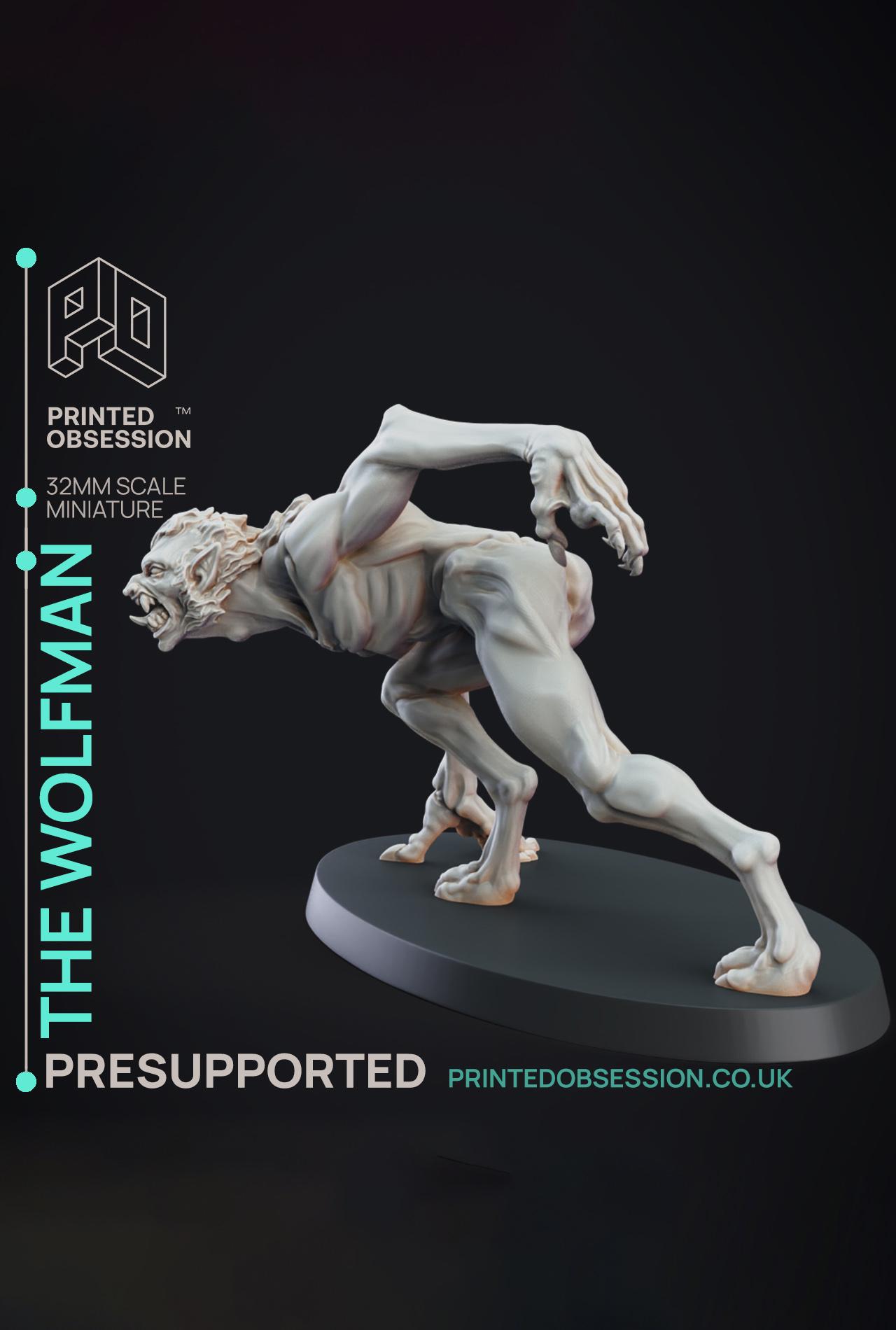 Wolfman - Skin Walkers - PRESUPPORTED - Illustrated and Stats - 32mm scale			 3d model