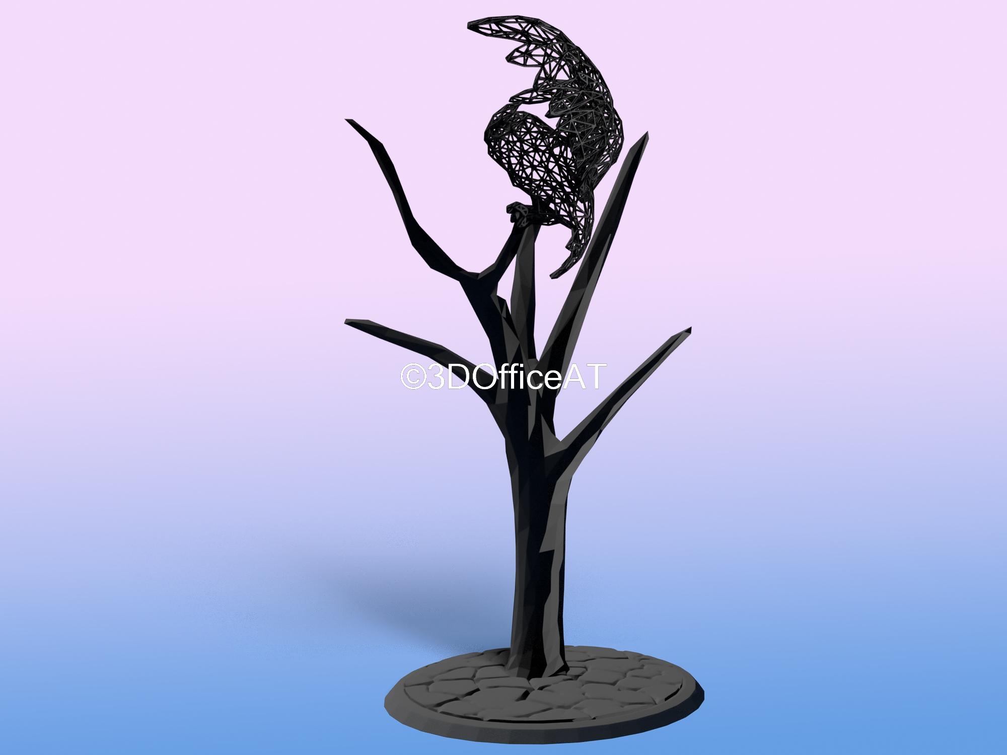 Wire Art: Owl on Tree 3d model