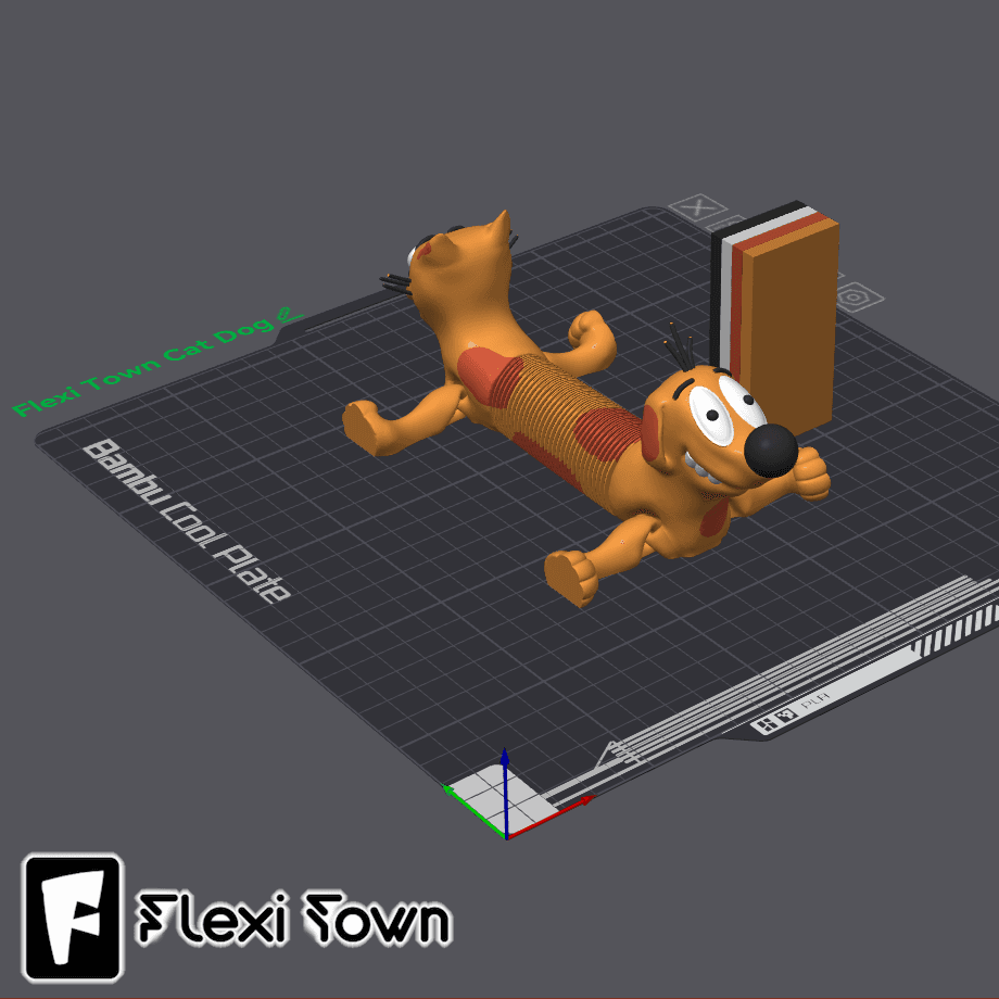 Flexi Print-in-Place CatDog  3d model