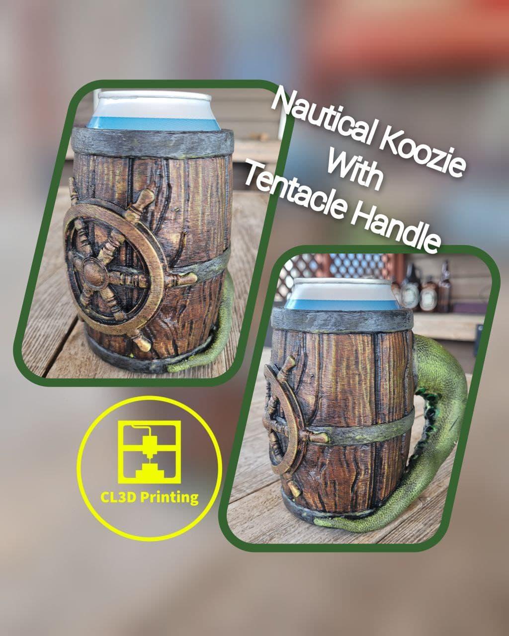 Wood Barrel Koozie with Tentacle Handle 3d model