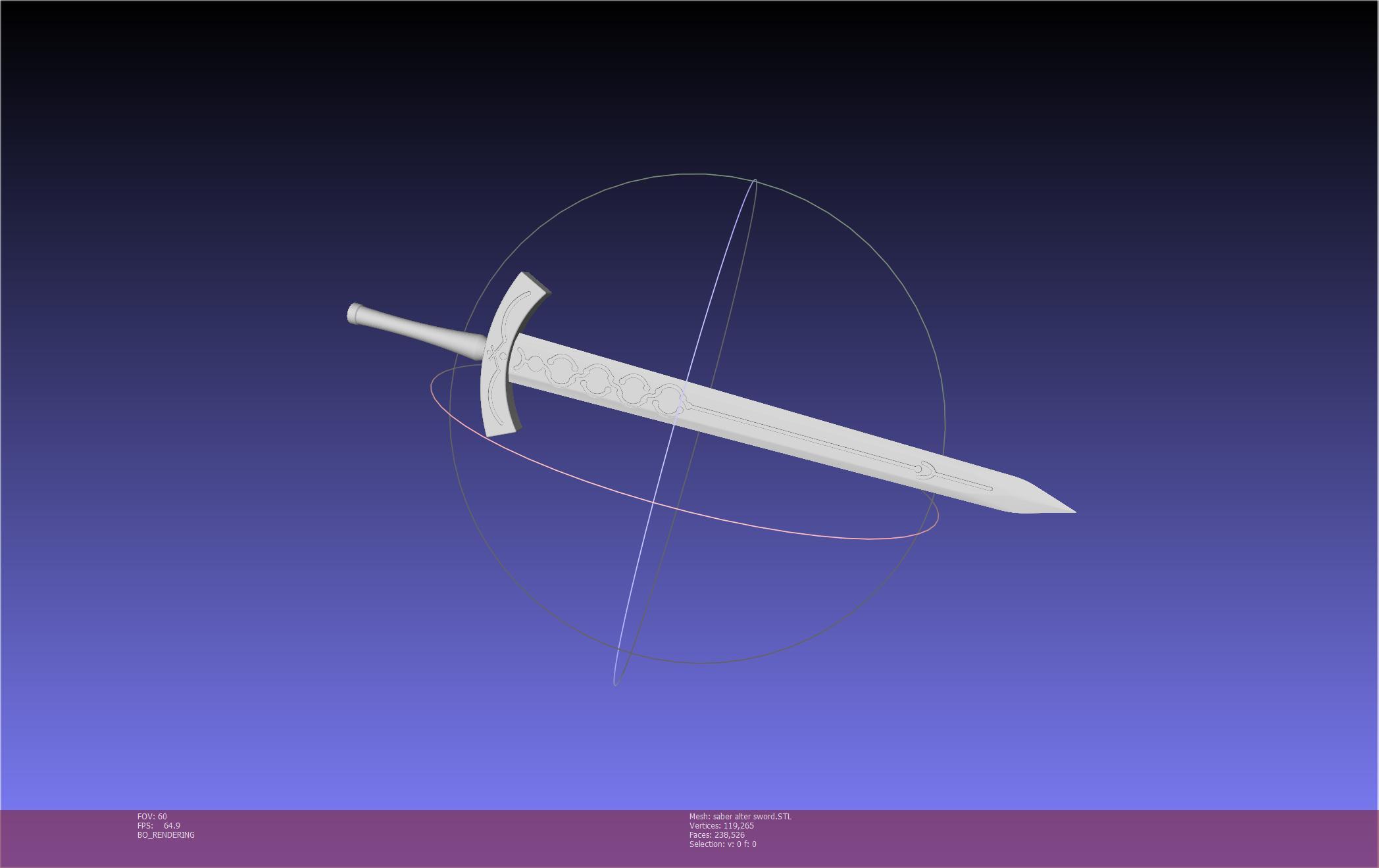 Fate Saber Alter Sword Printable Assembly 3d model