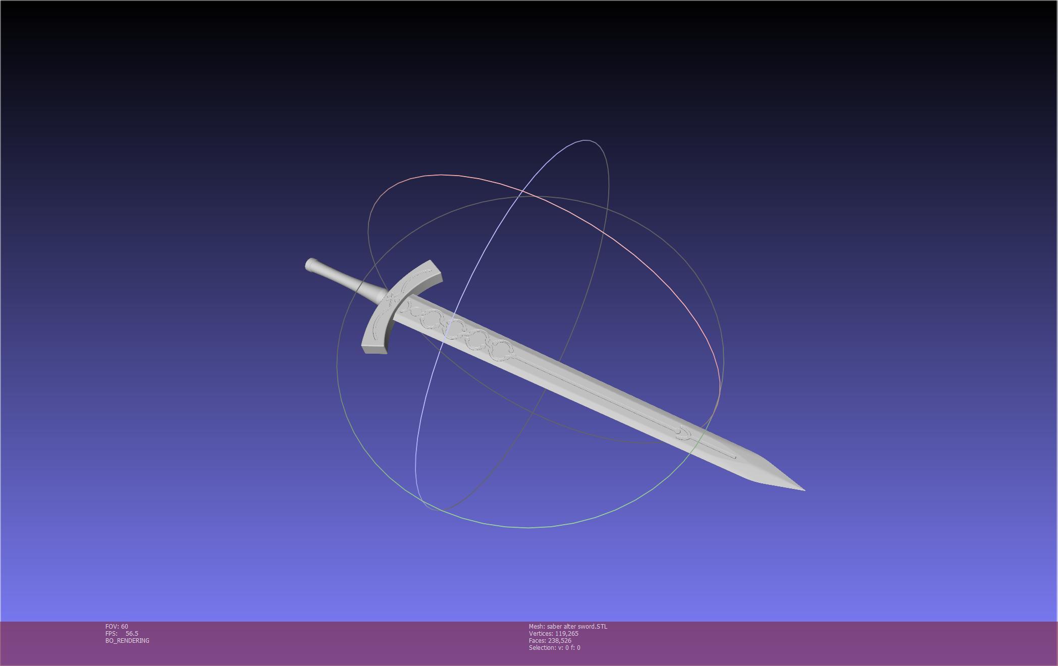 Fate Saber Alter Sword Printable Assembly 3d model