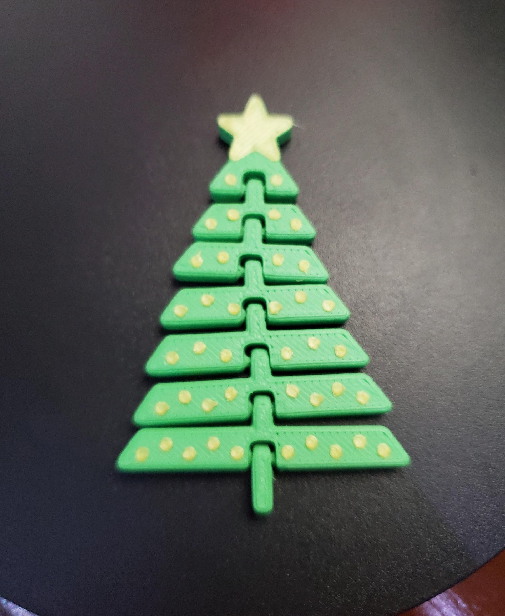 Articulated Christmas Tree with Star and Ornaments - Print in place fidget toys - 3mf - polyterra forest green - 3d model