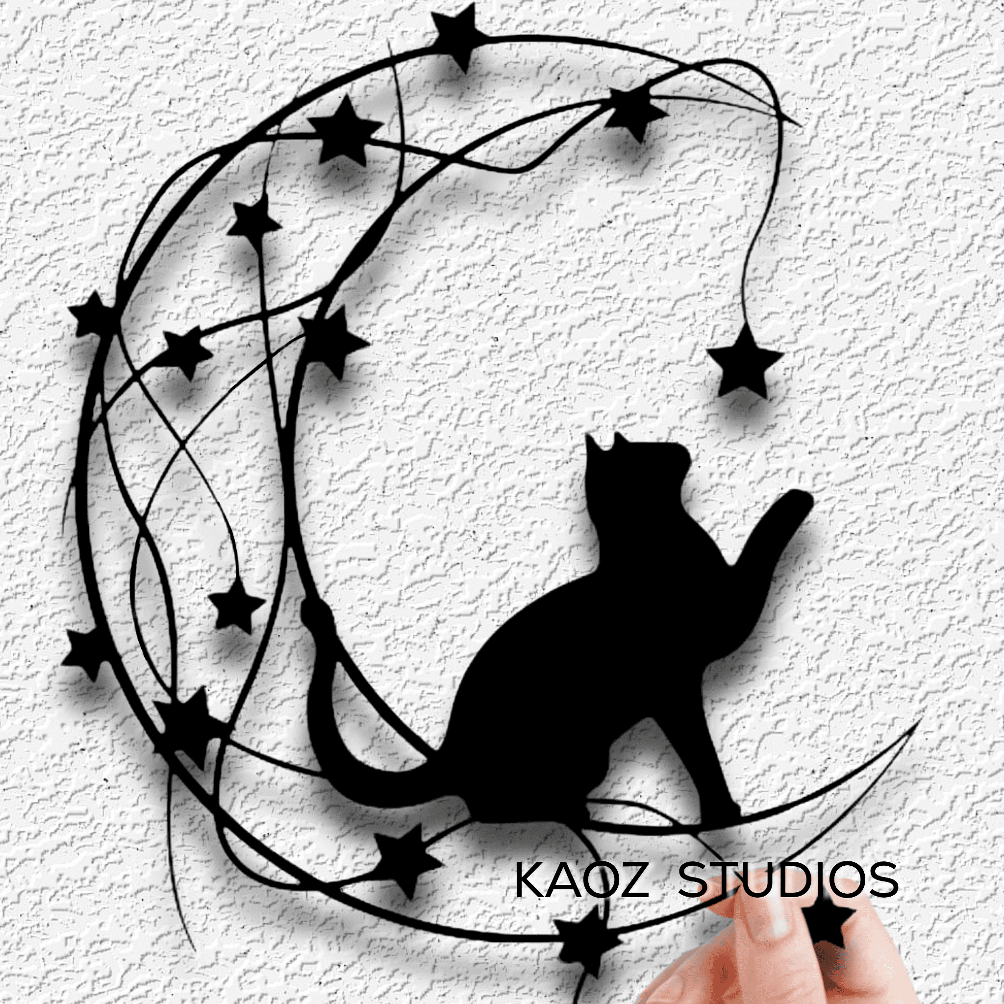 Kitty wall art cat wall decor kitten decoration cat on the moon 3d model