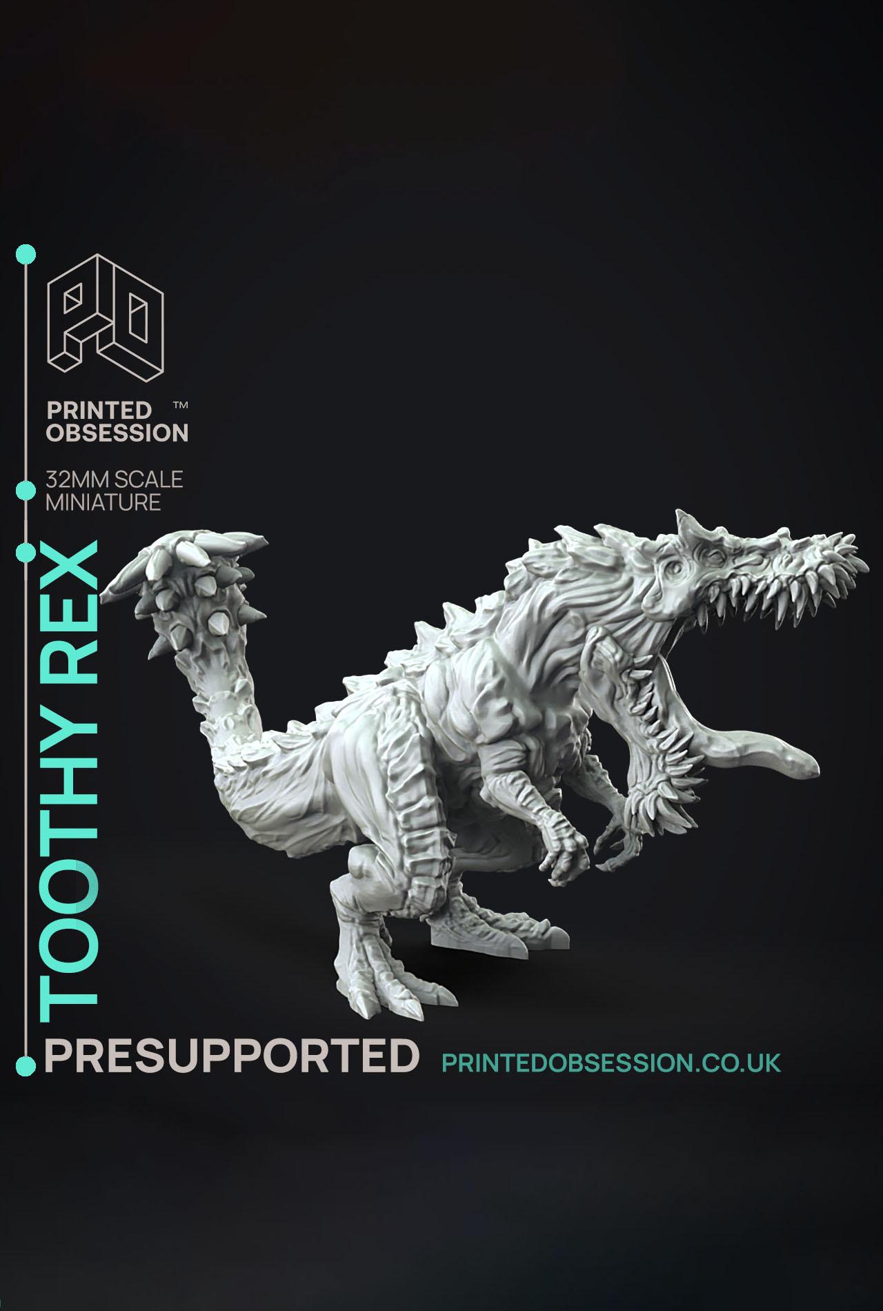 Toothy Rex - Hunting Party - PRESUPPORTED - Illustrated and Stats - 32mm scale			 3d model