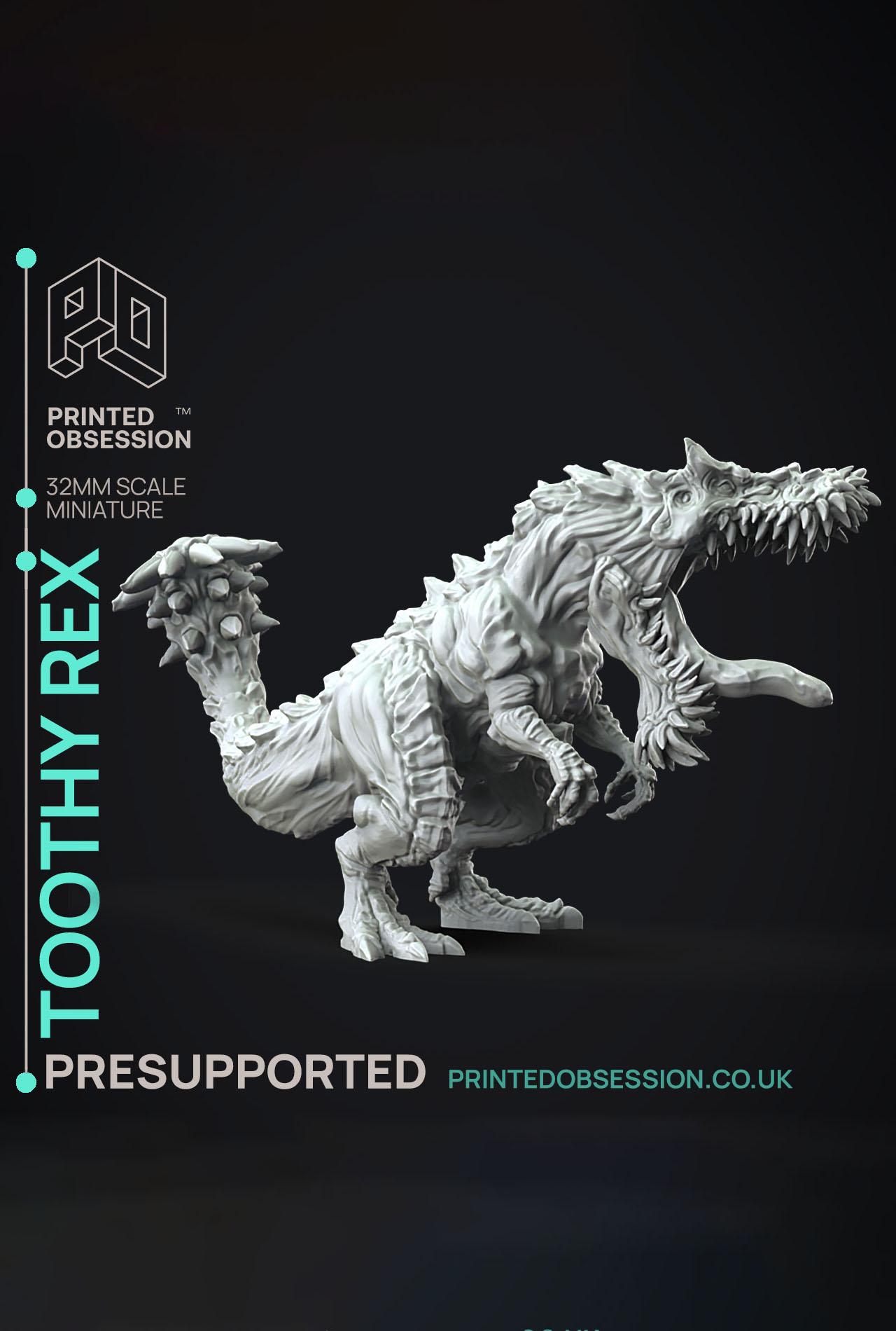 Toothy Rex - Hunting Party - PRESUPPORTED - Illustrated and Stats - 32mm scale			 3d model