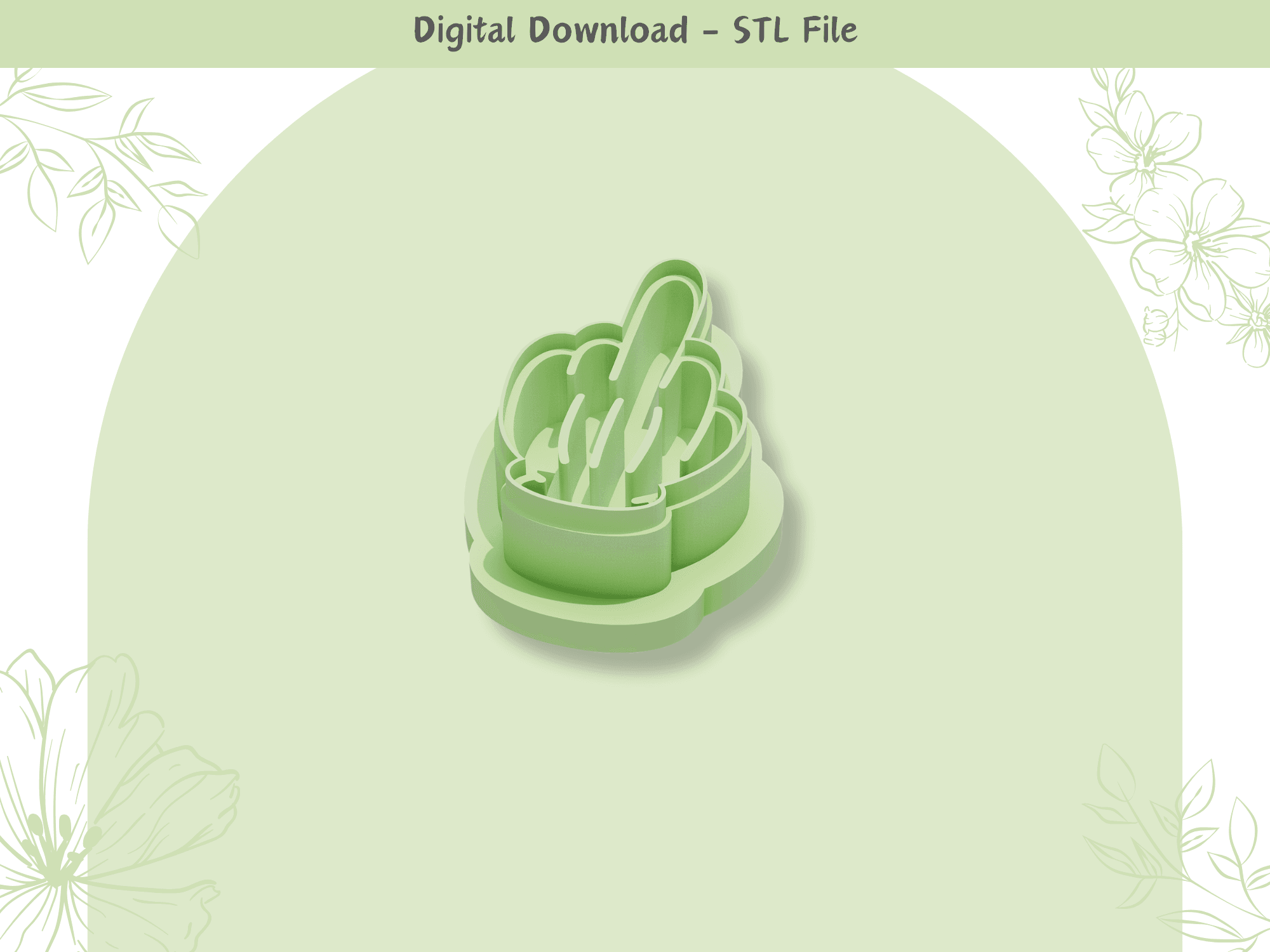 Middle Finger Clay Cutter for Polymer Clay | Digital STL File | Clay Tools | 4 Sizes Clay Cutters, 2 3d model