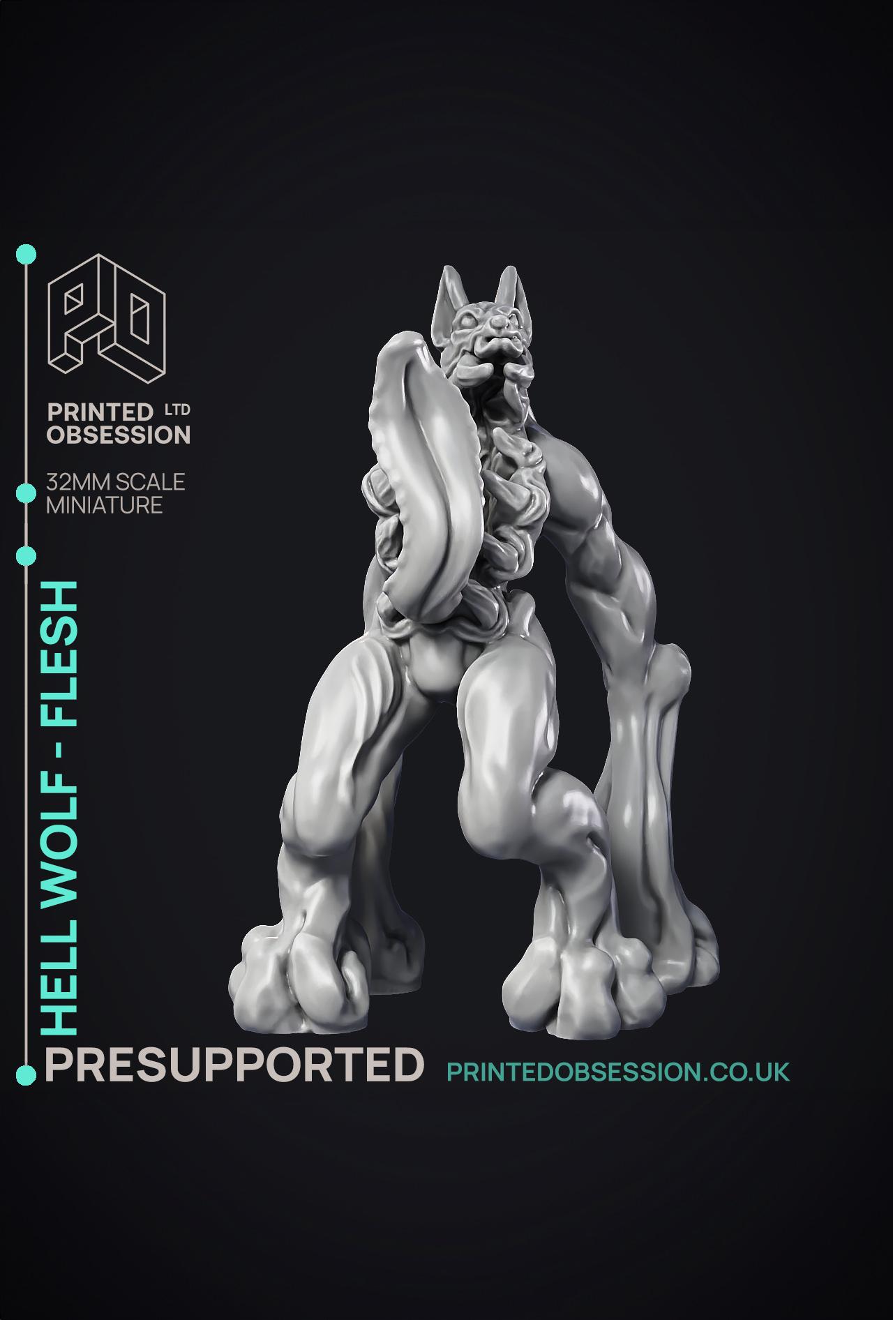 Hell Wolf - Flesh - PRESUPPORTED - Hell Hath No Fury - Scale 32mm  3d model