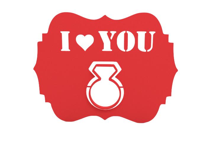 Valentines card with pop out ring 3d model