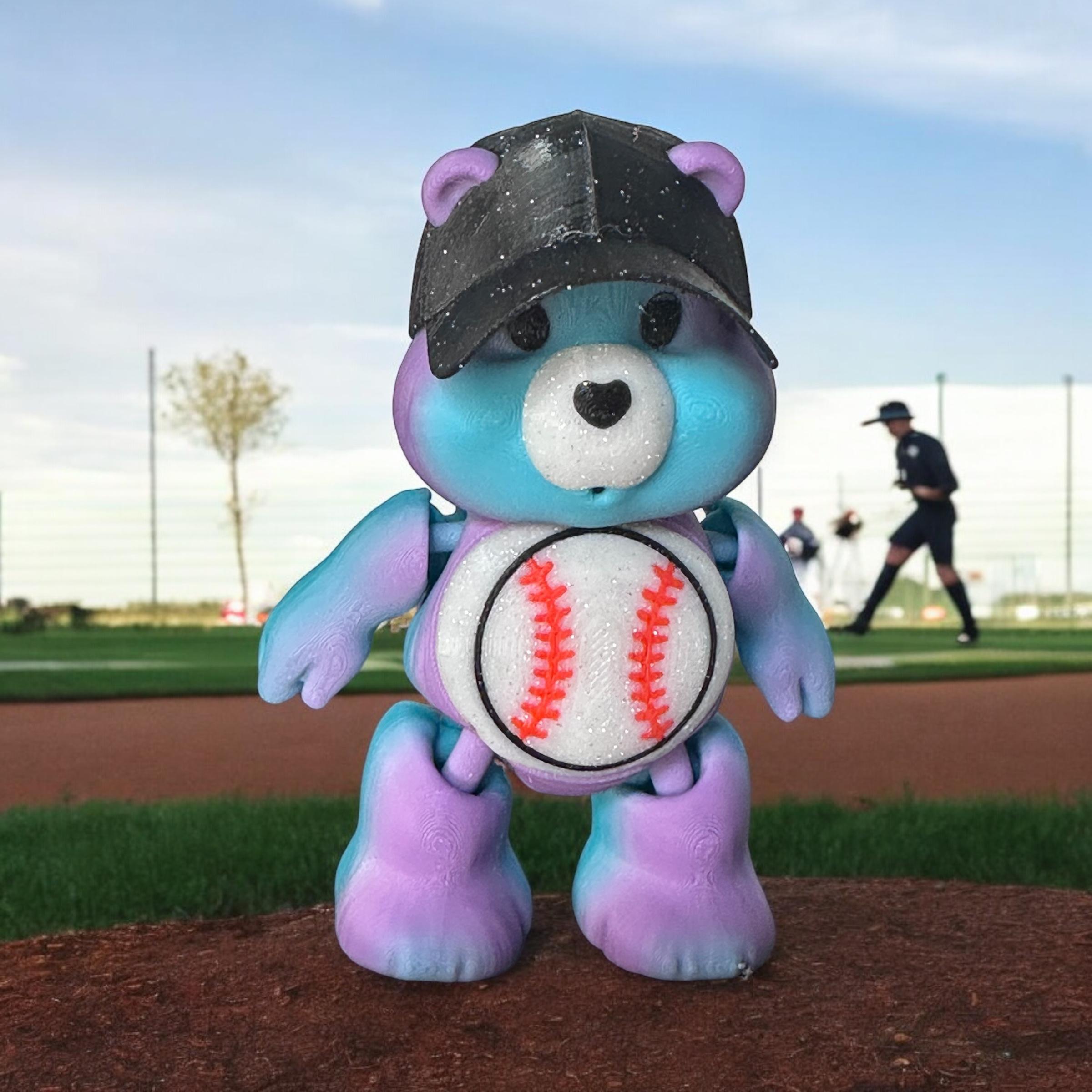 Lots of Baseball Bear, Care Bear, Articulated, Flexi, Print in Place, flexible 3d model