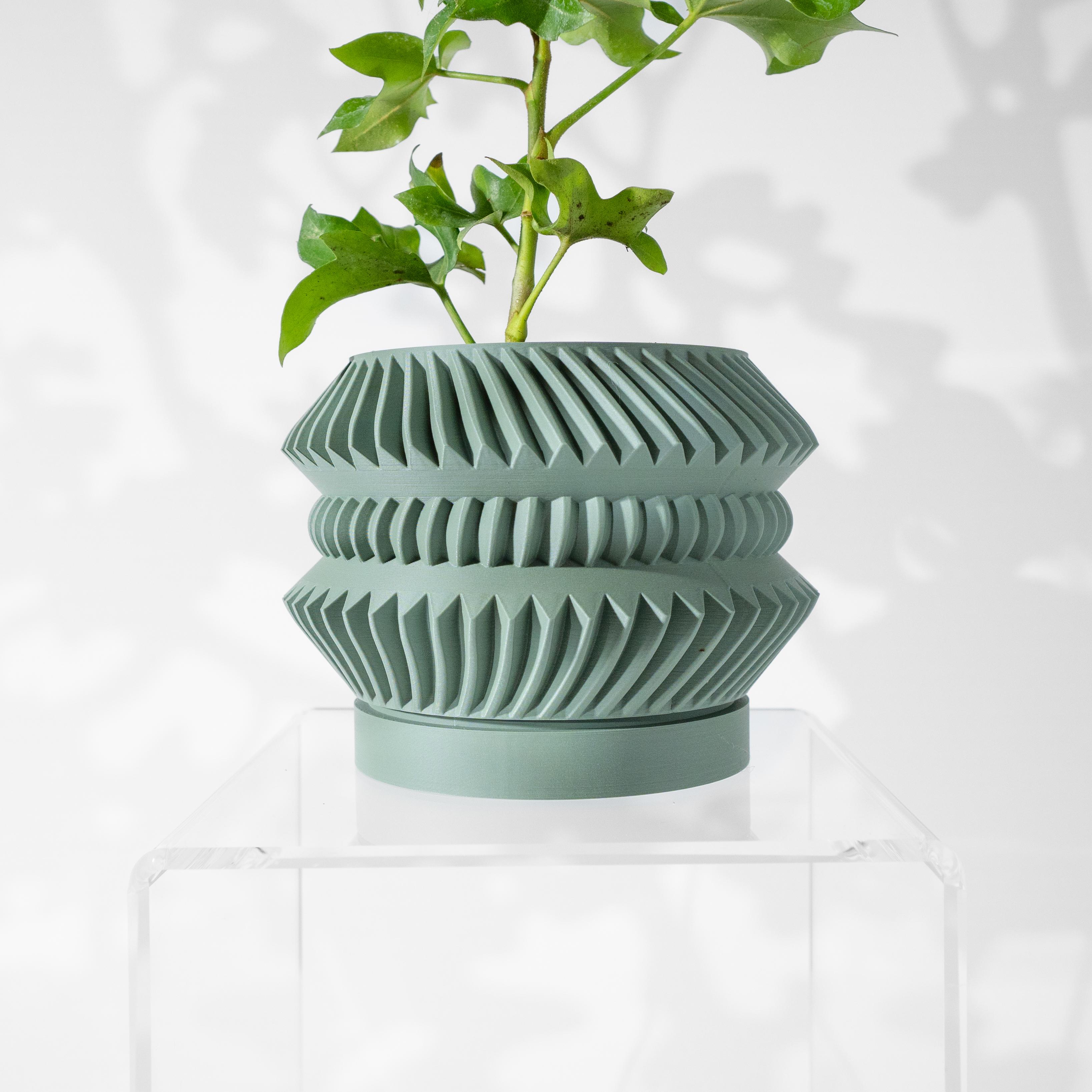 The Jako Planter Pot with Drainage Tray & Stand: Modern and Unique Home Decor for Plants 3d model