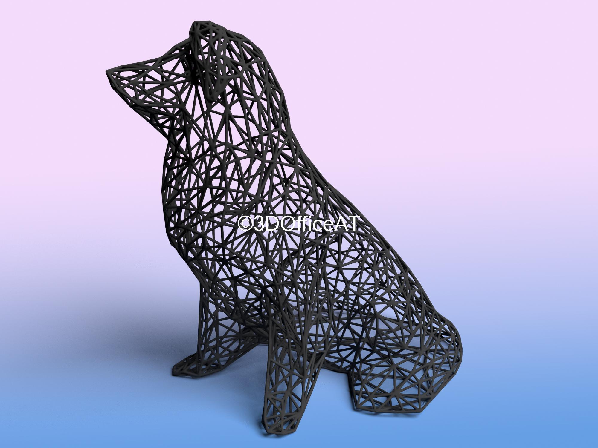 COLLIE DOG - WIRE ART - SLA PRINT 3d model