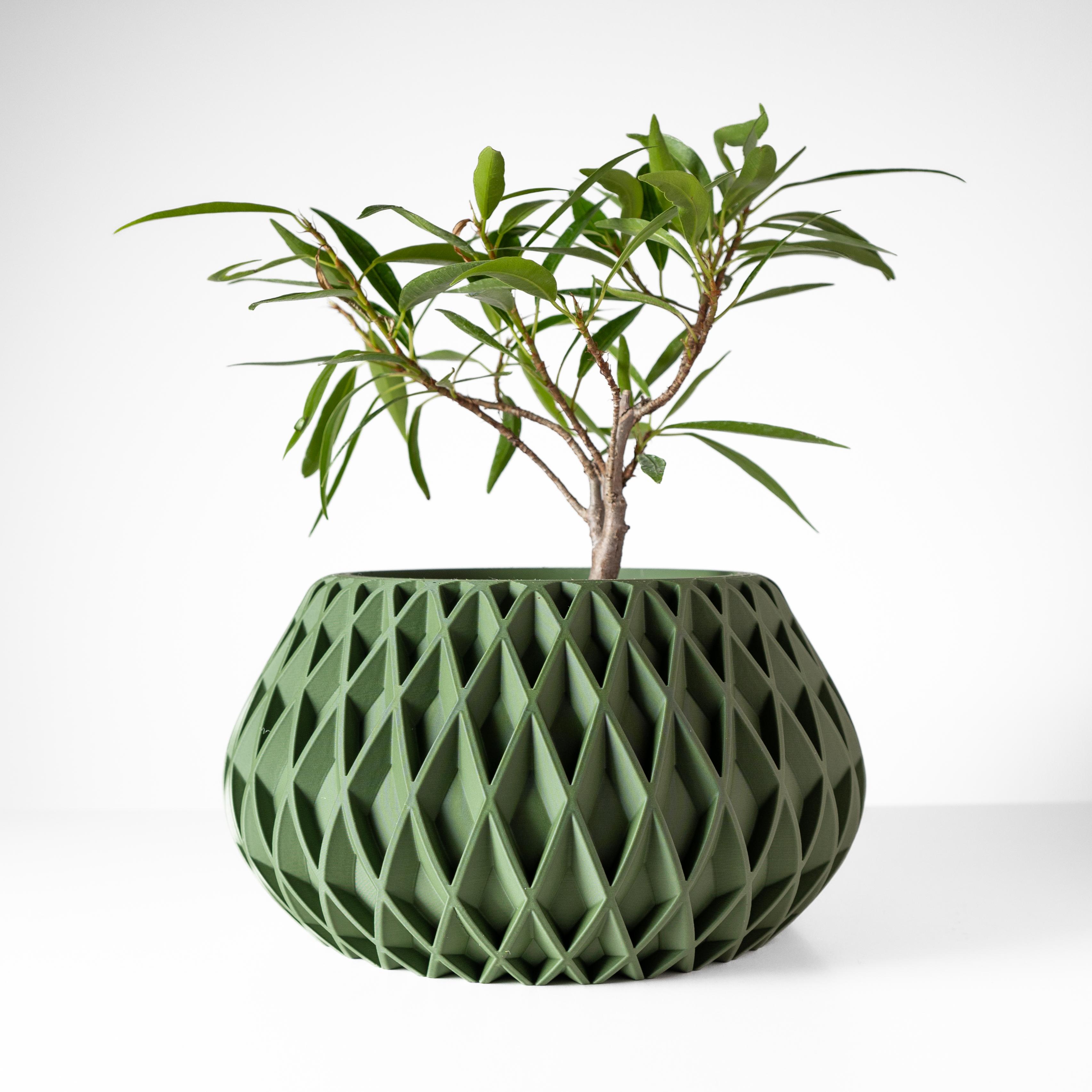 The Rivio Planter Pot with Drainage Tray & Stand: Modern and Unique Home Decor for Plants 3d model