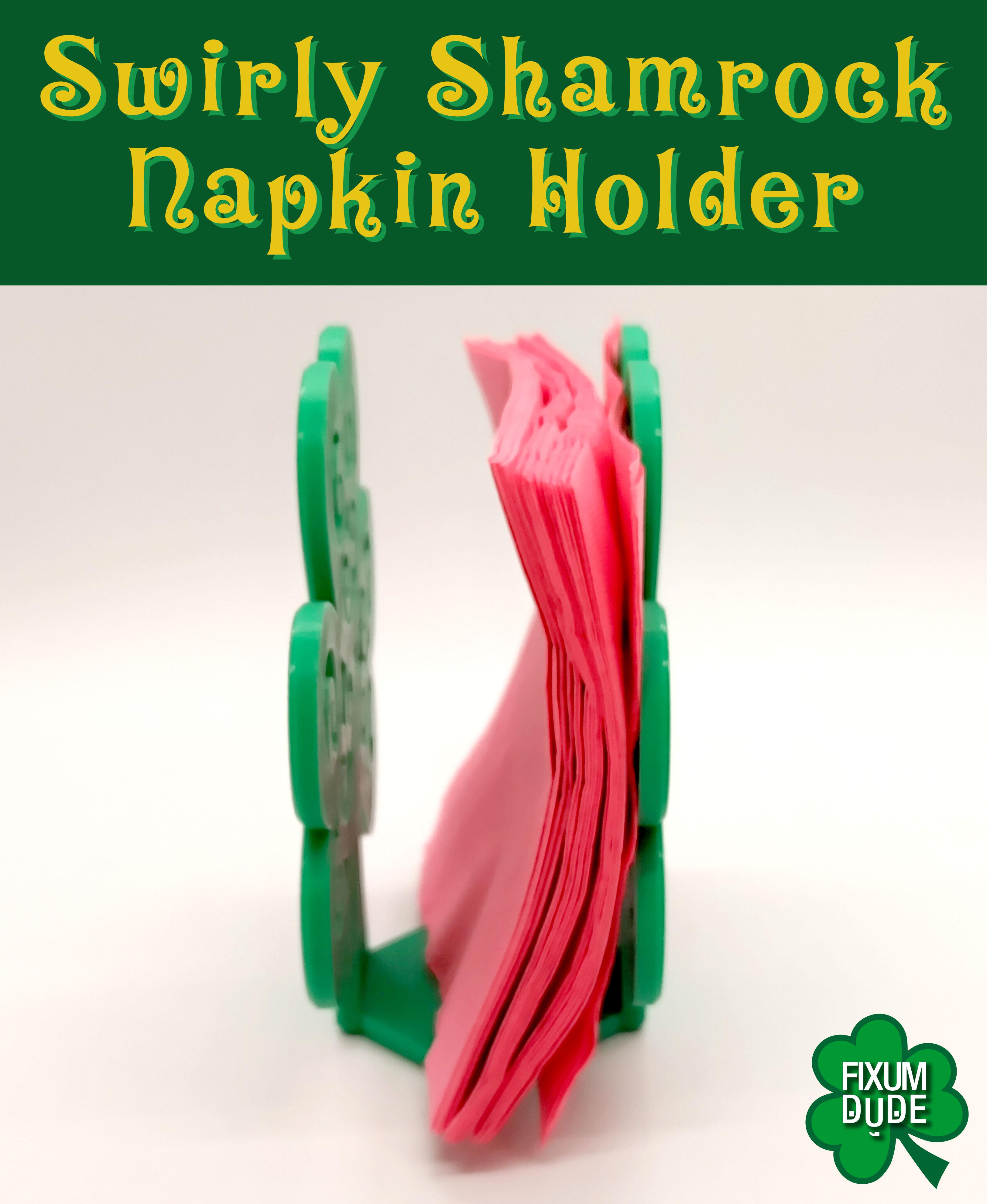 Swirly Shamrock St. Patrick's Day Napkin Holder 3d model