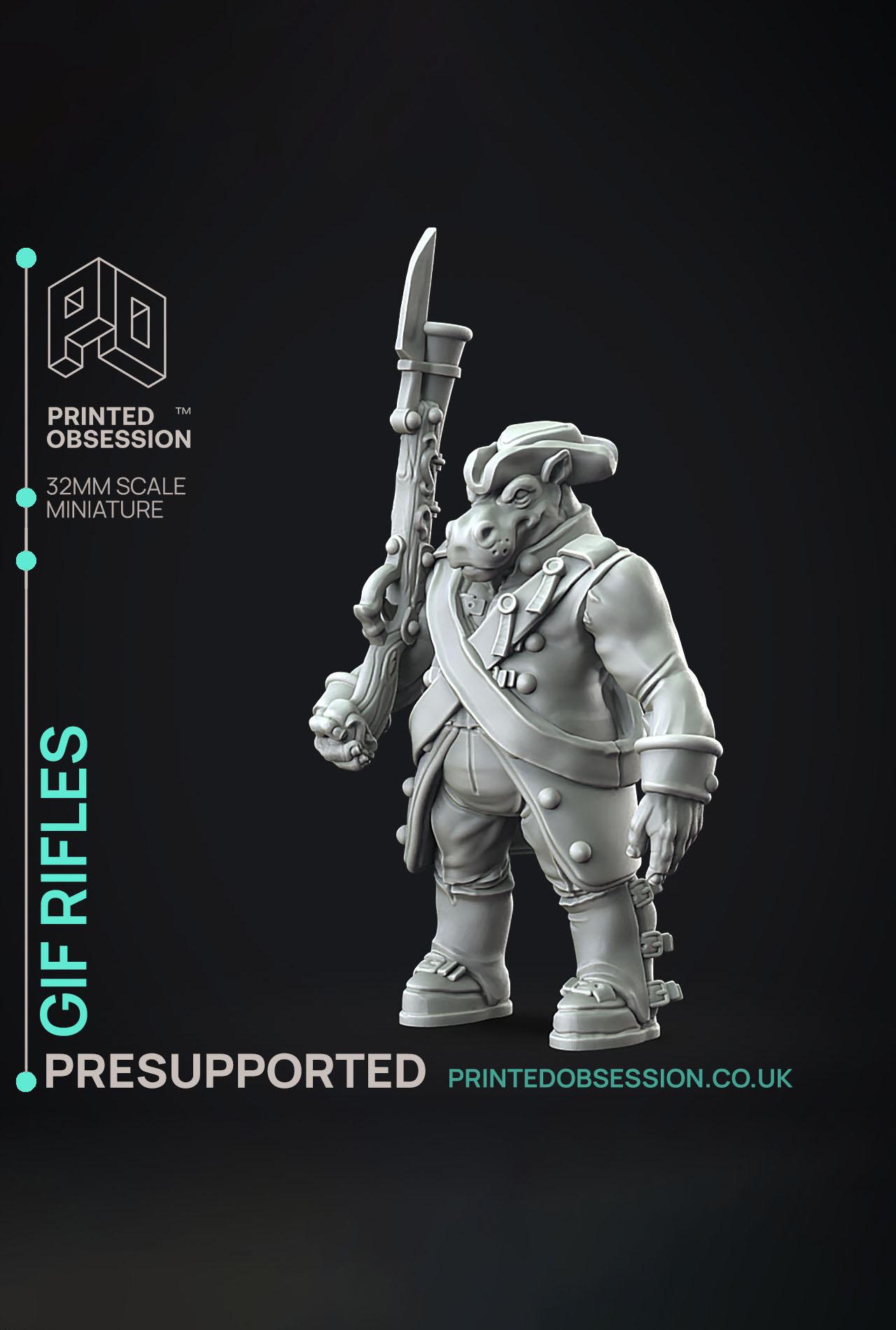 Giff Rifle - Weird Shores - PRESUPPORTED - Illustrated and Stats - 32mm scale			 3d model