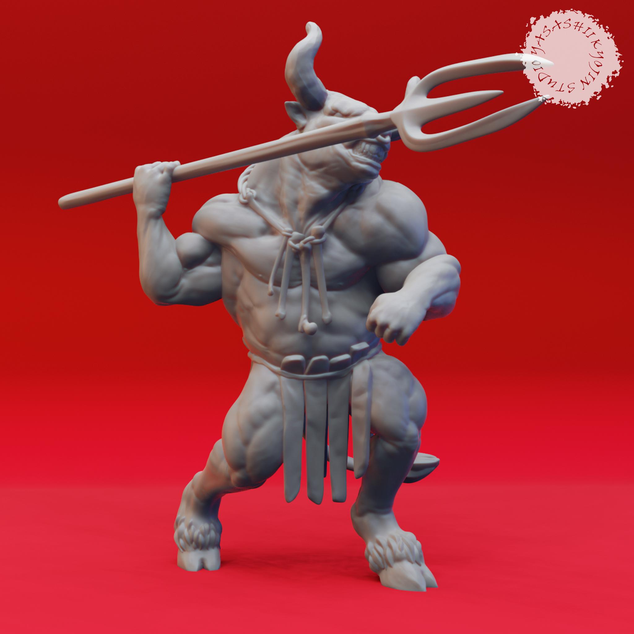 Minotaur Warband - Tabletop Miniatures (Pre-Supported) 3d model