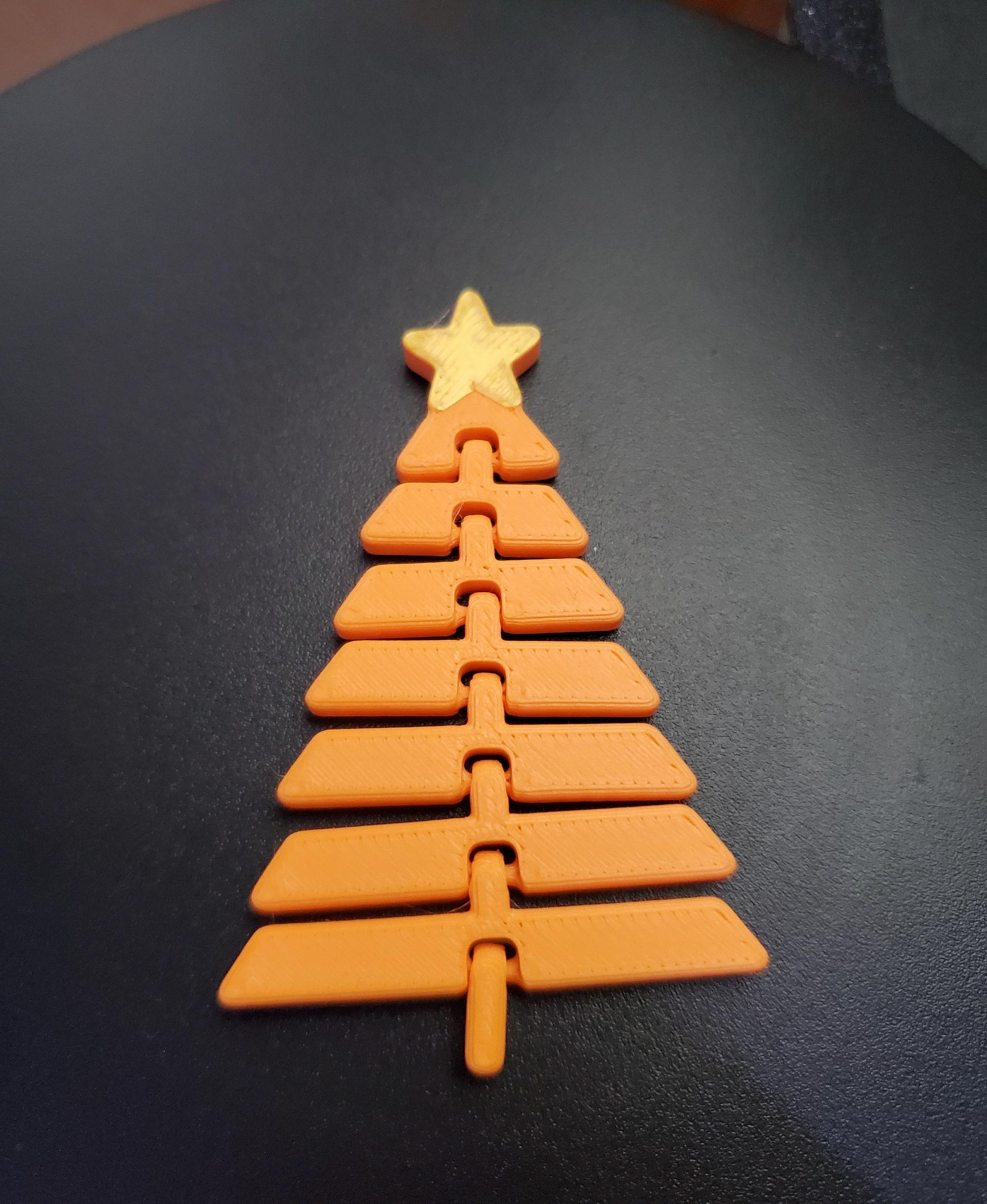 Articulated Christmas Tree with Star - Print in place fidget toy - 3mf - polyterra sunrise orange - 3d model
