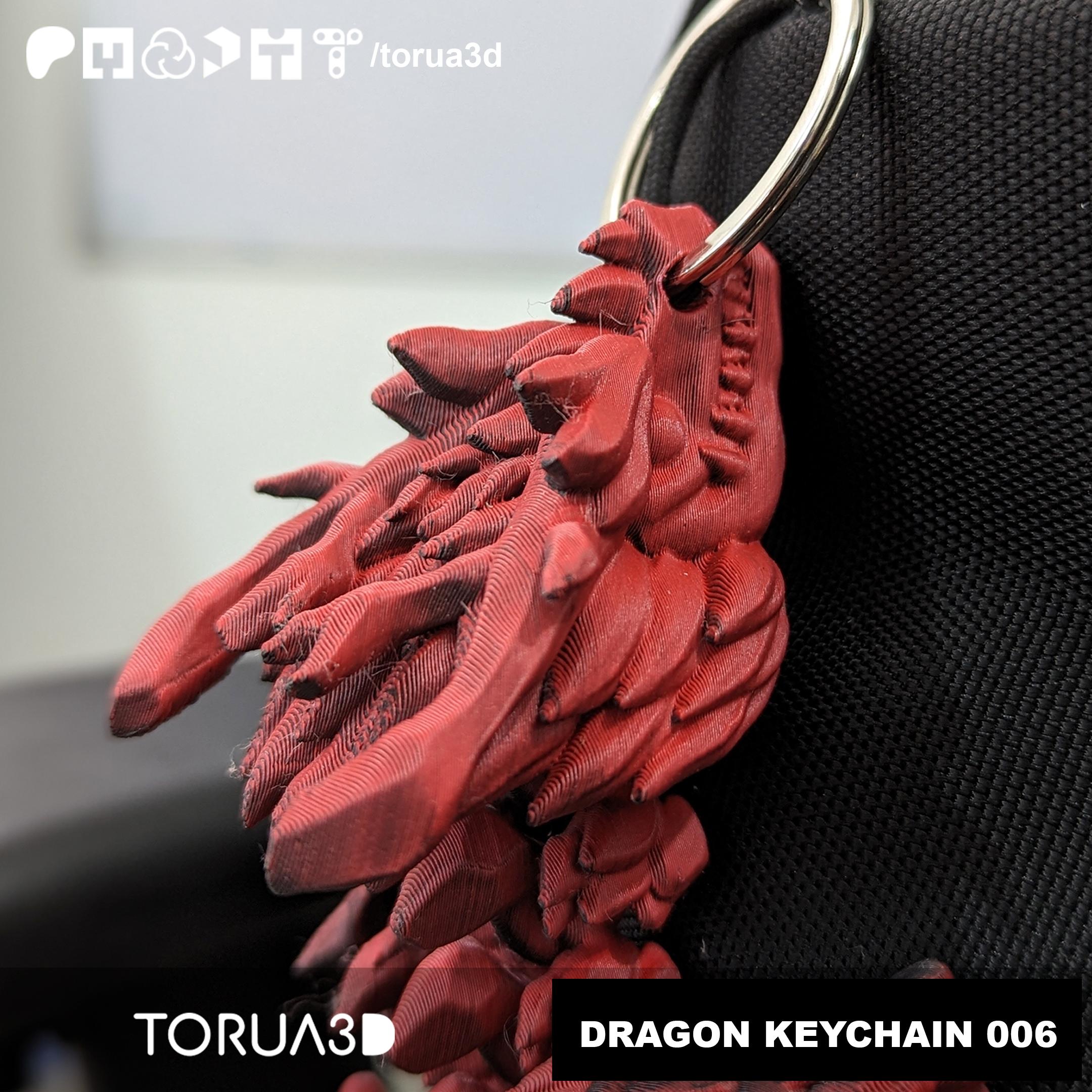 Articulated Dragon Keychain 006 - Print in place - No supports 3d model