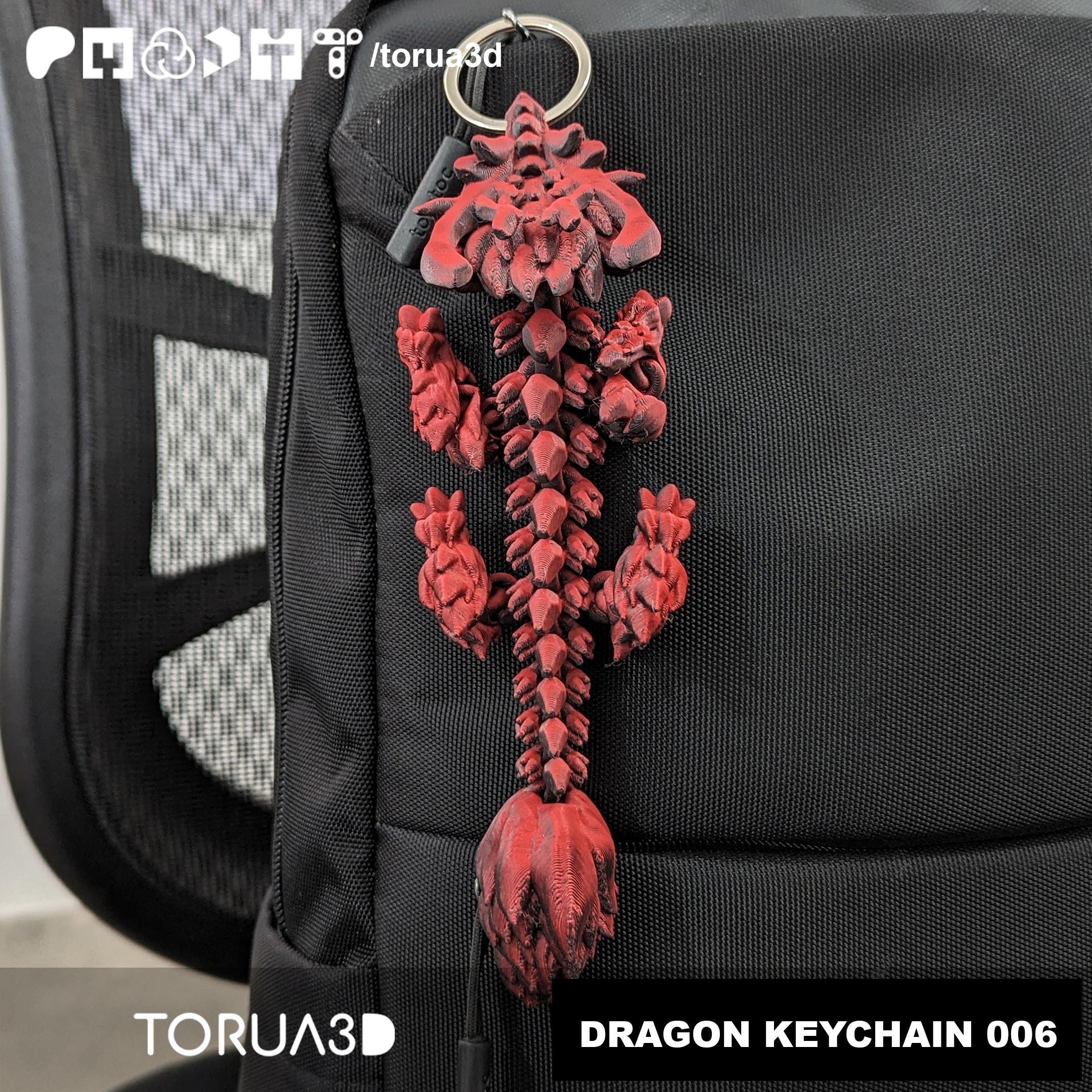 Articulated Dragon Keychain 006 - Print in place - No supports 3d model
