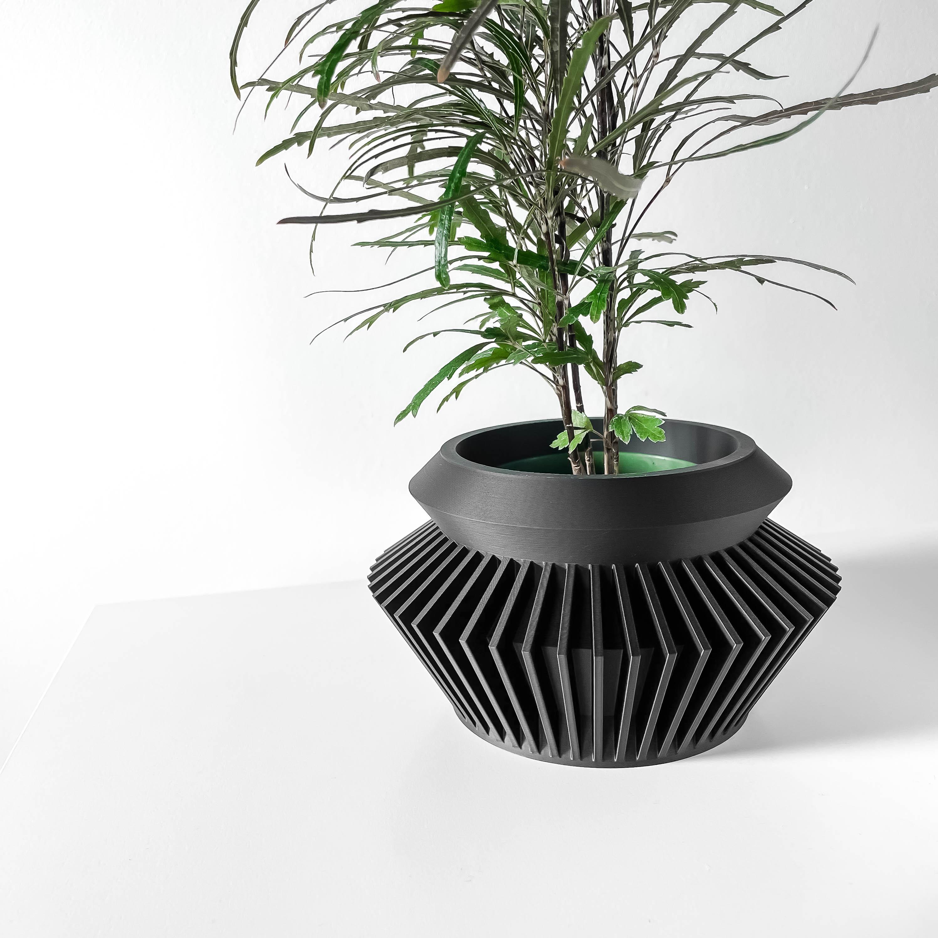 The Quano Planter Pot with Drainage Tray & Stand Included: Modern and Unique Home Decor for Plant 3d model