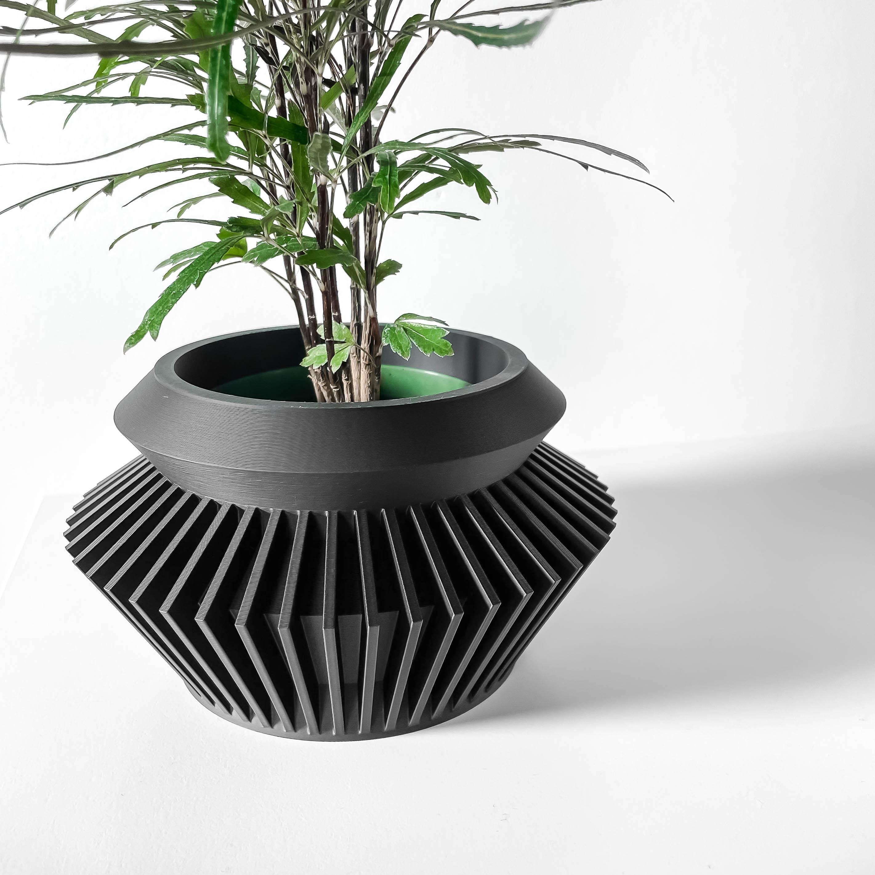 The Quano Planter Pot with Drainage Tray & Stand Included: Modern and Unique Home Decor for Plant 3d model