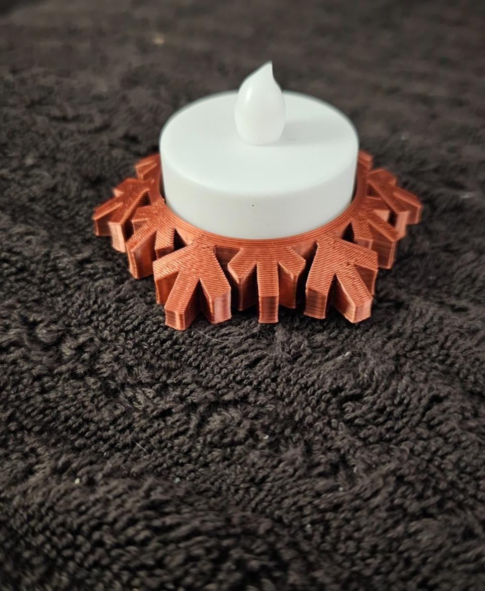 Snowflake Tea Light Holder - Sovol Silk Copper PLA, printed on a Sovol SV06 - 3d model