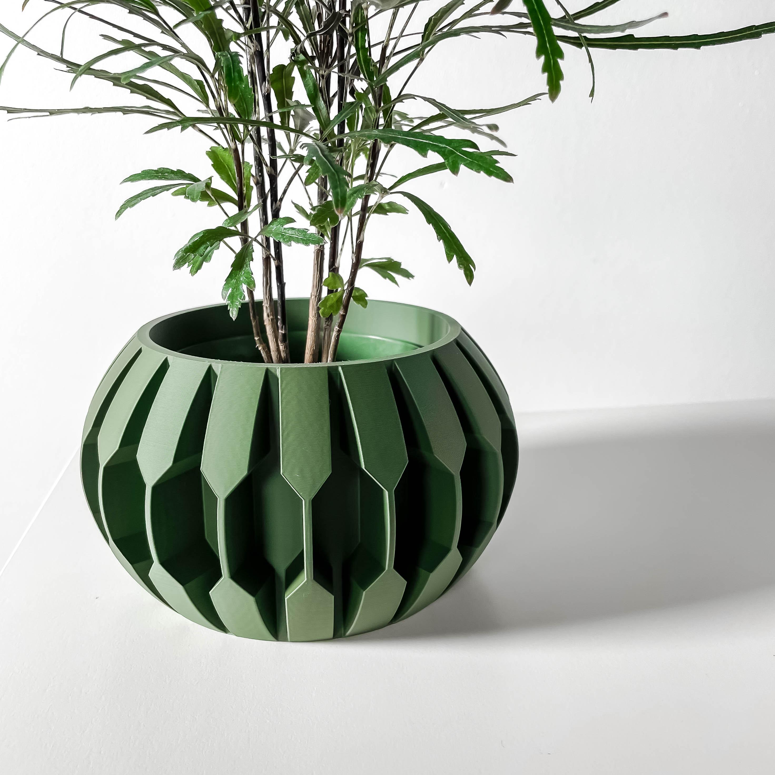 The Gervi Planter Pot with Drainage Tray & Stand: Modern and Unique Home Decor for Plants 3d model