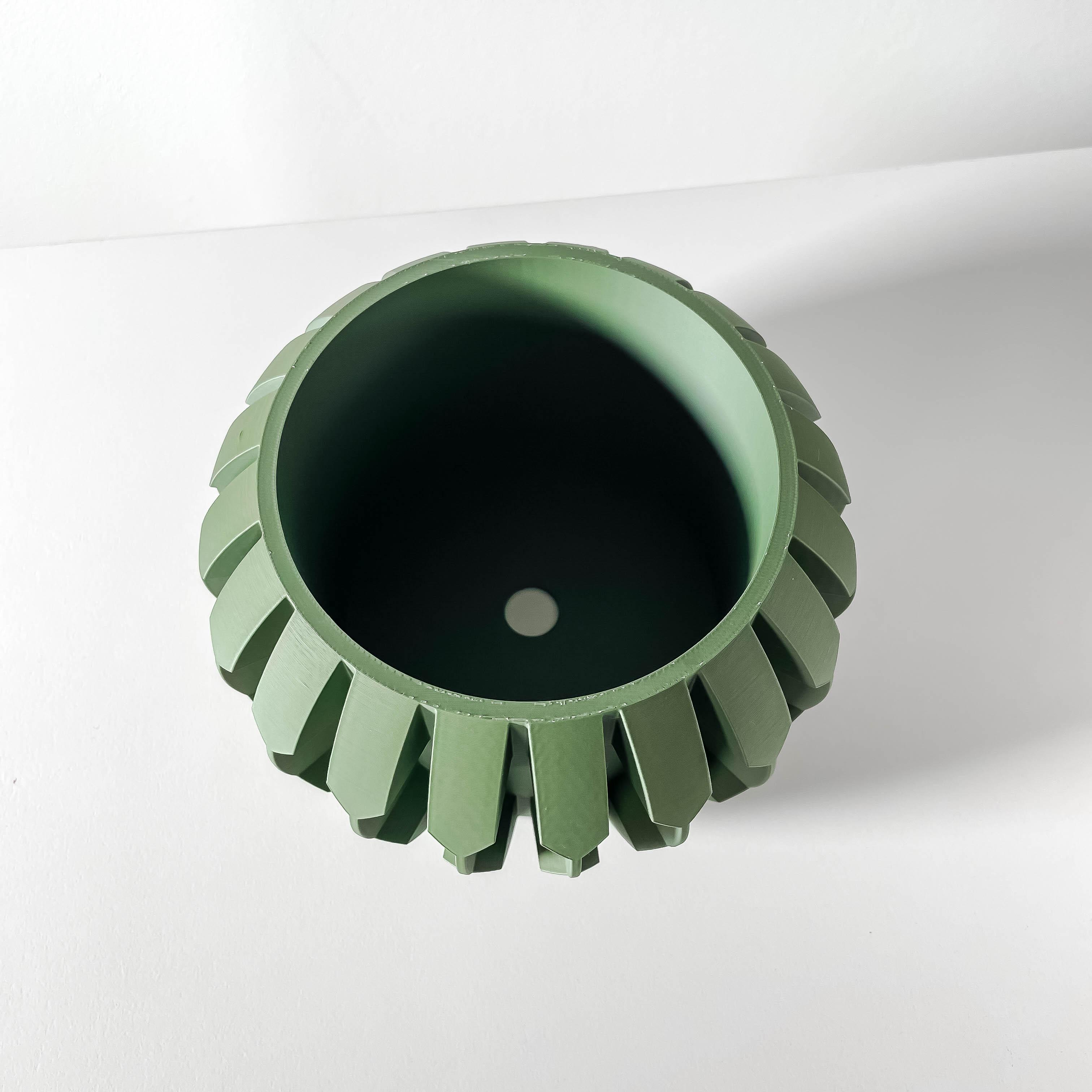 The Gervi Planter Pot with Drainage Tray & Stand: Modern and Unique Home Decor for Plants 3d model