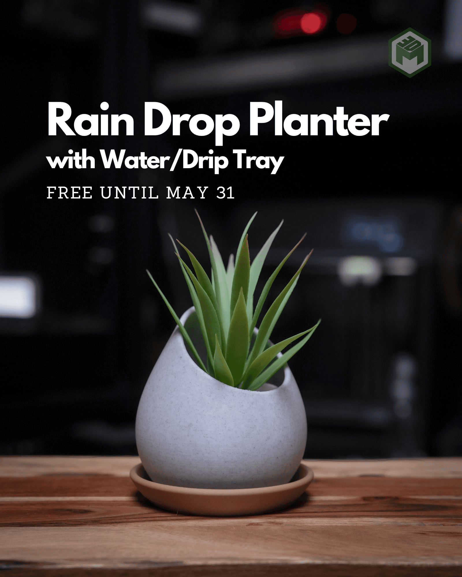 Rain Drop Planter with Drip Tray 3d model