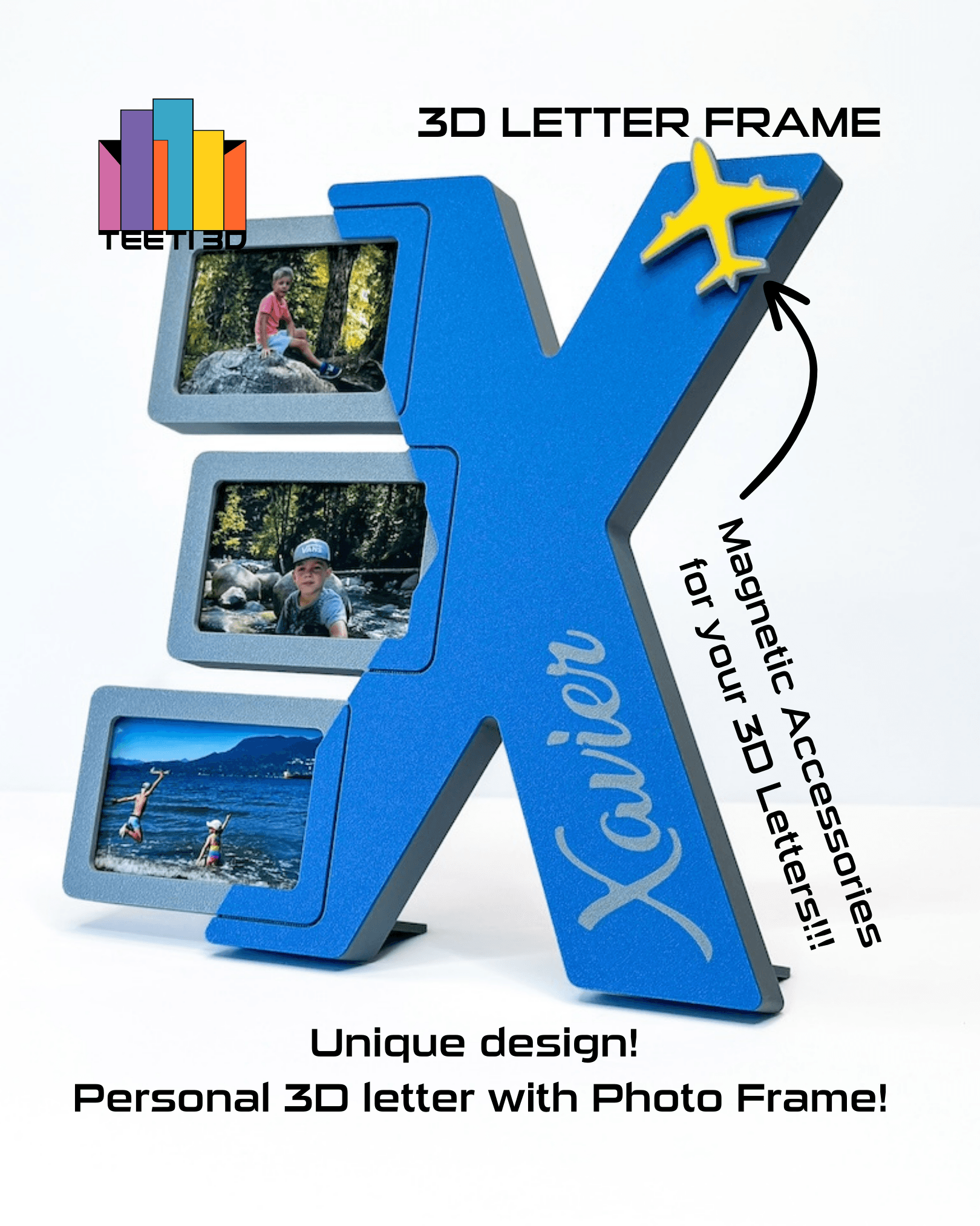 3D Letter "X" with Photo Frame 3d model