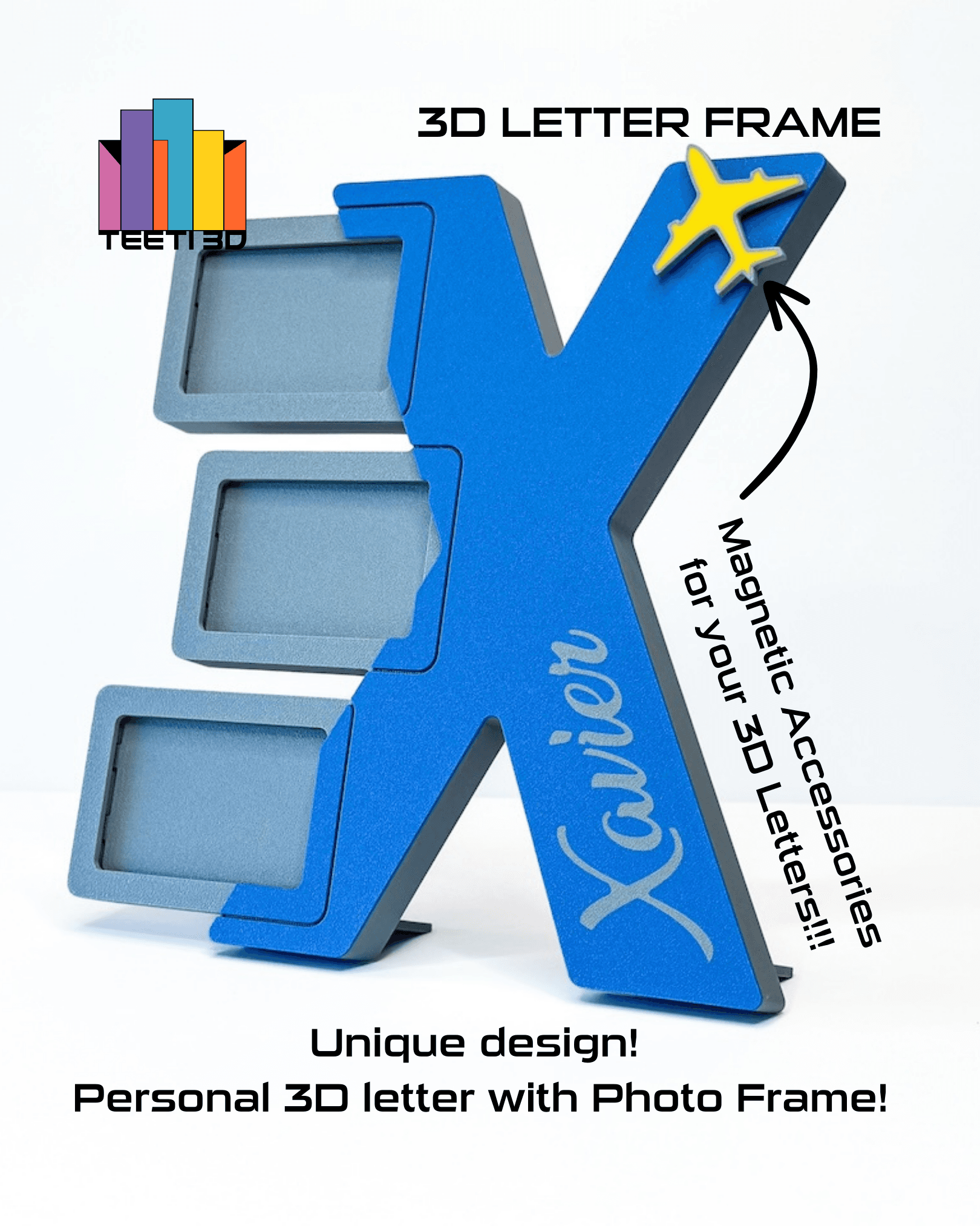 3D Letter "X" with Photo Frame 3d model