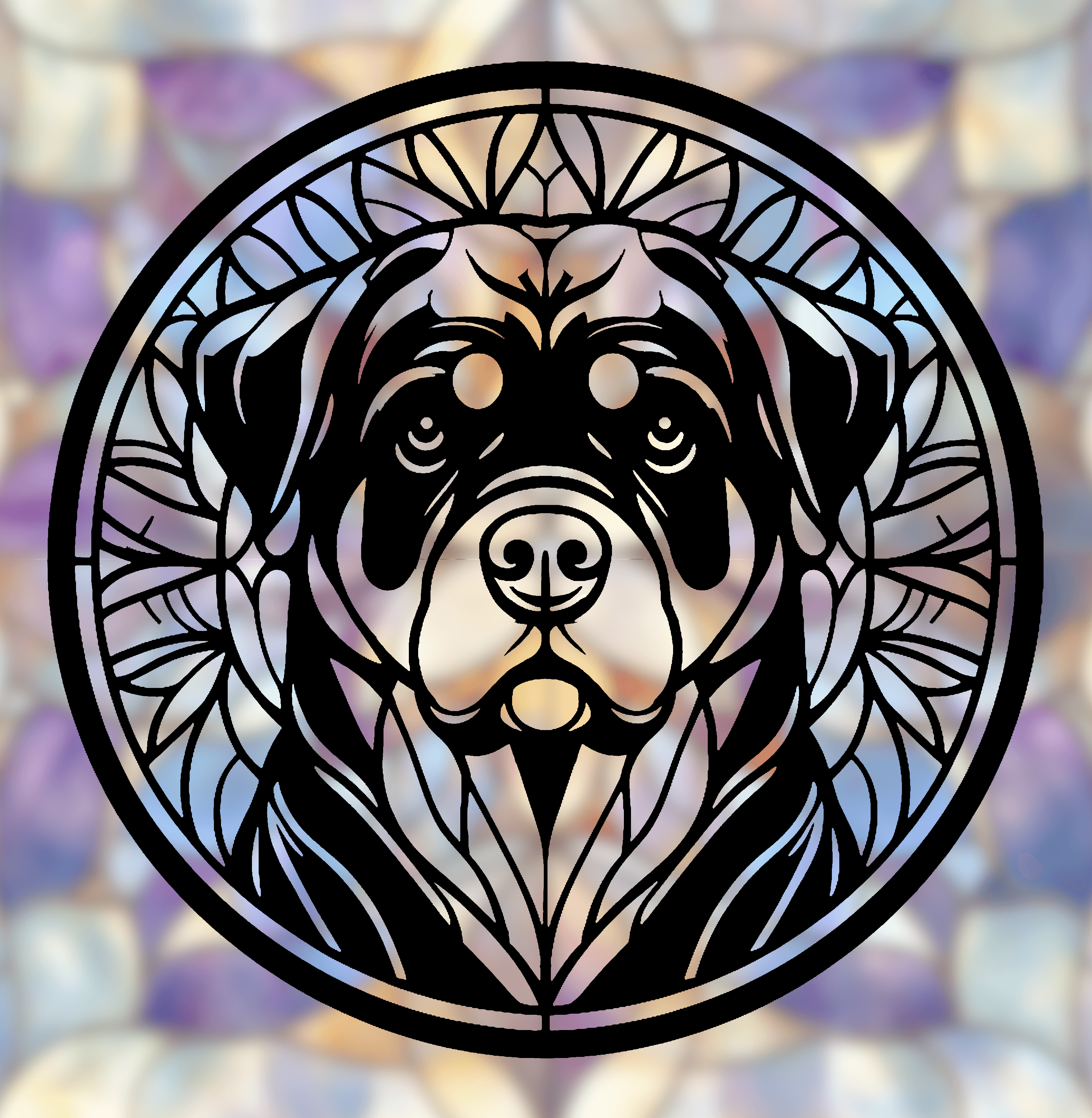 Rottweiler Mandala Art – 2D STL for 3D Printing (Stained Glass Style) 3d model