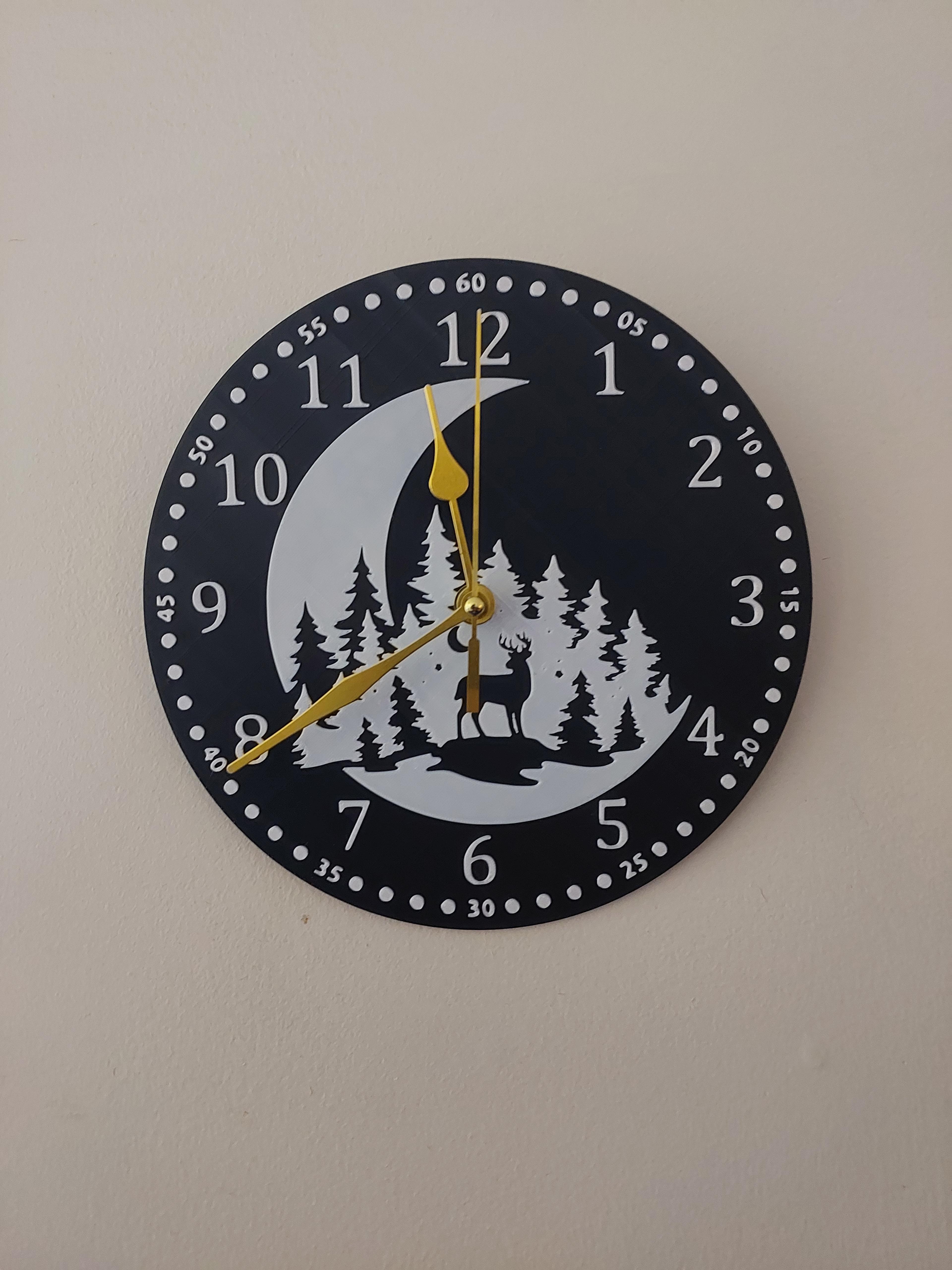 Deer in the Moon Light Clock 3d model