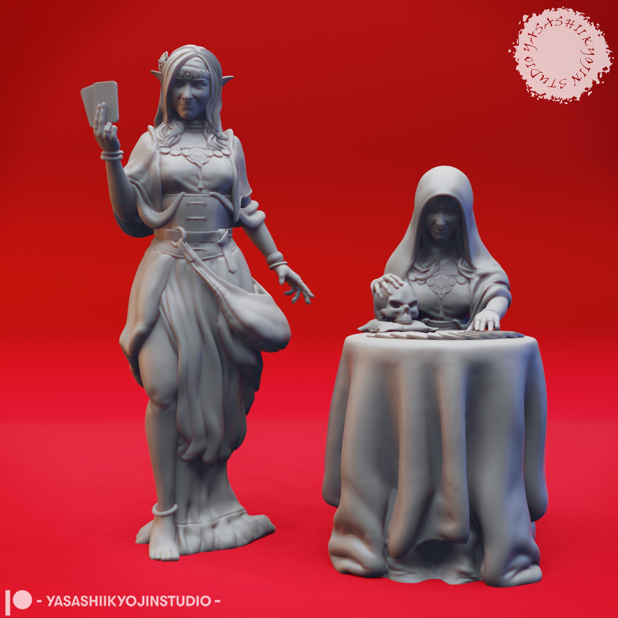 Vadoma - Fortune Teller Pair - Tabletop Miniatures (Pre-Supported) 3d model