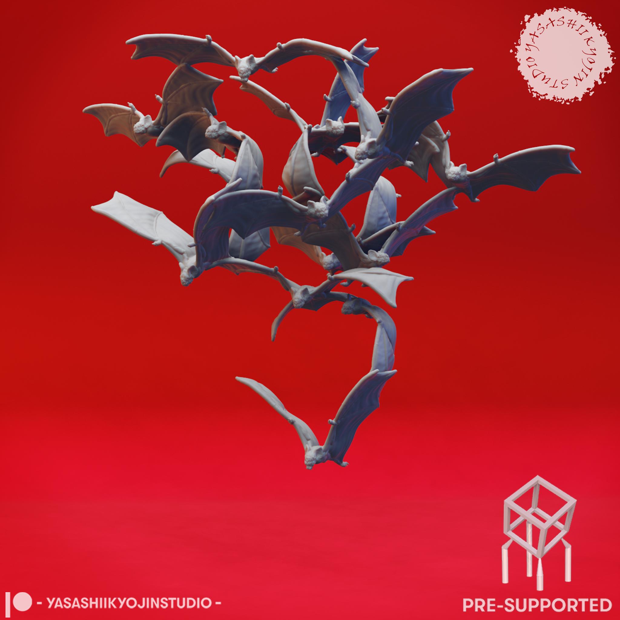 Swarm of Bats - Tabletop Miniature (Pre-Supported) 3d model