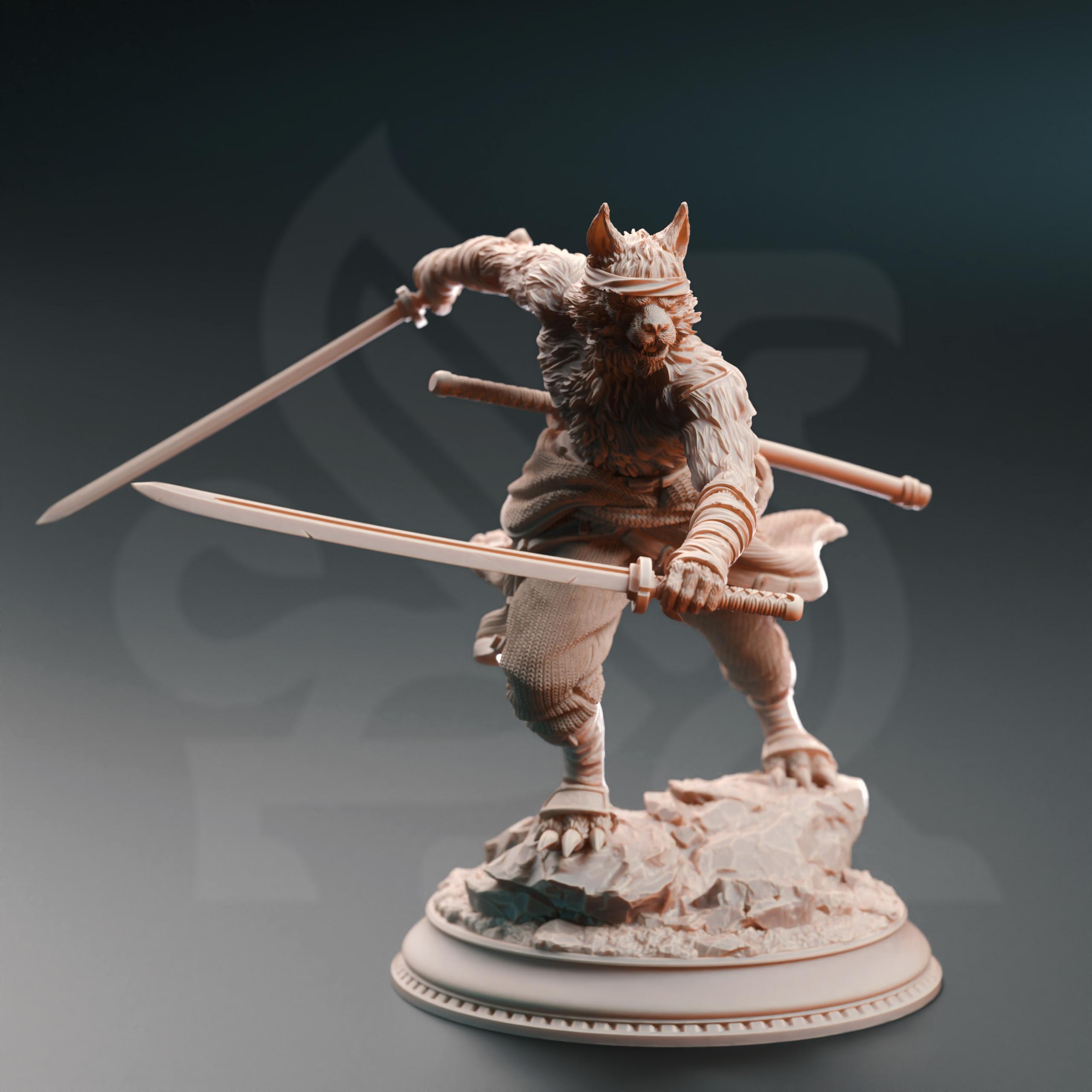 Tabaxi Samurai Swordmaster - Susaneko 3d model