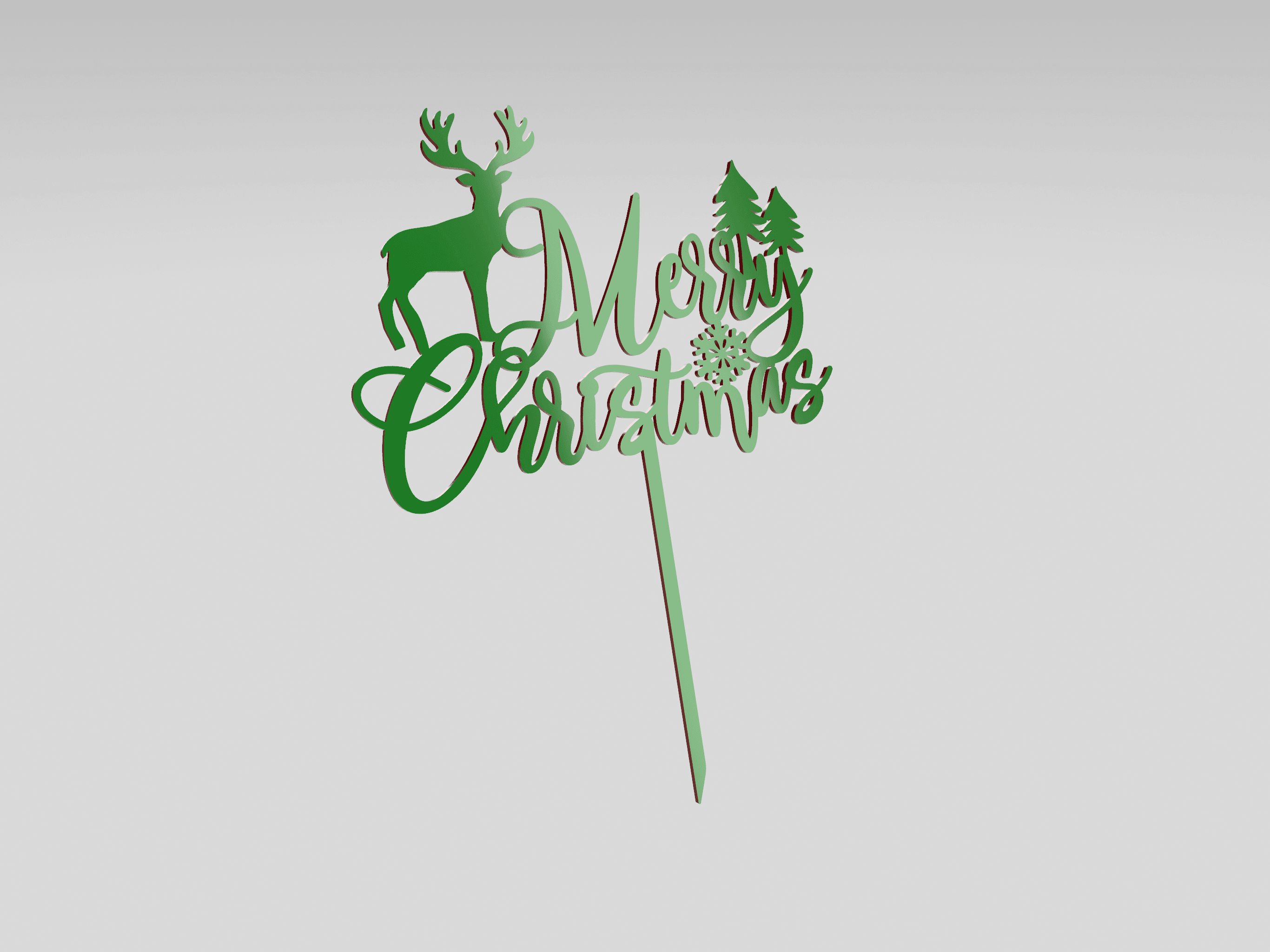 Cake Topper Merry Christmas Decoration Reindeer 3d model