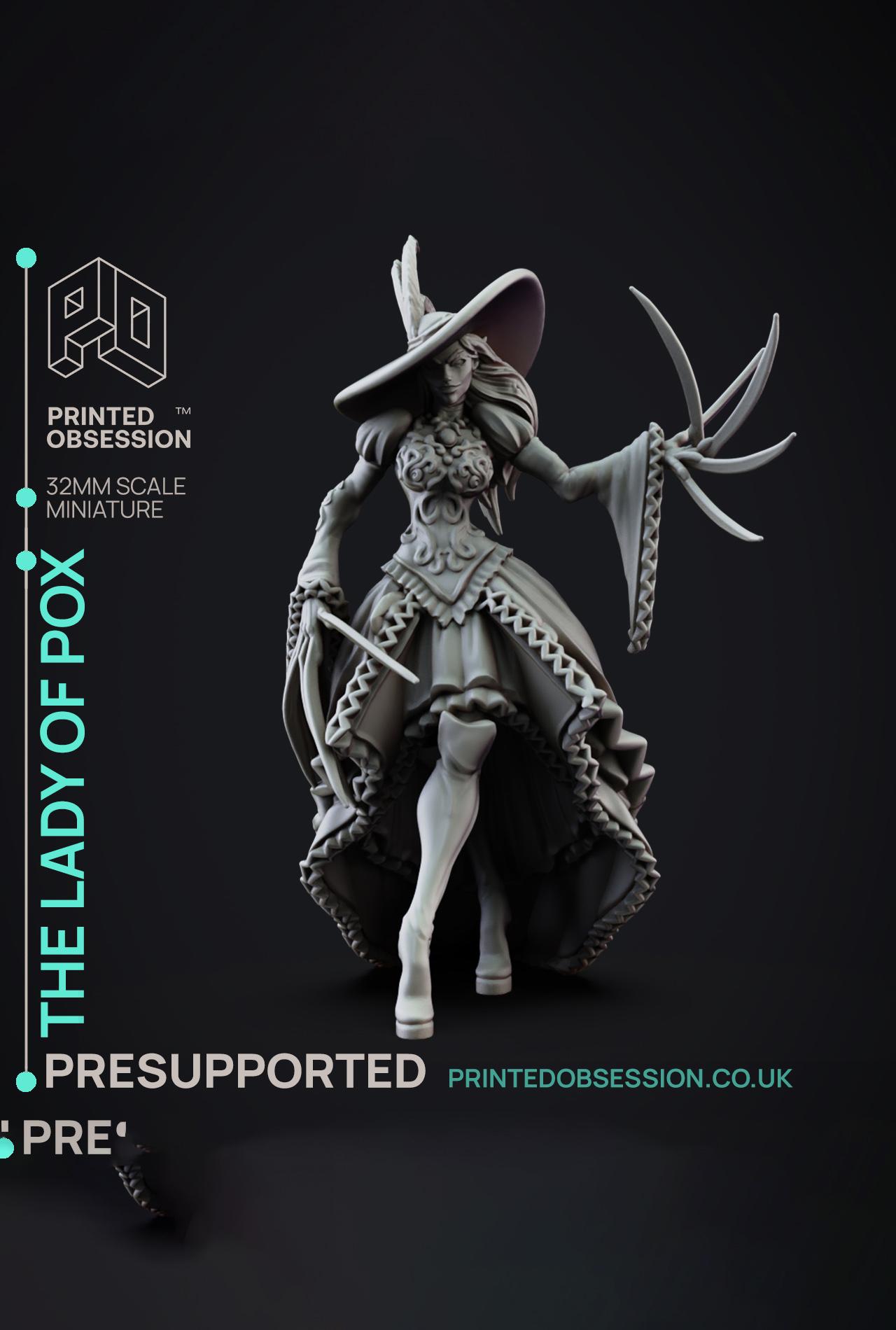 The Lady - Lady of Pox - PRESUPPORTED - Illustrated and Stats - 32mm scale			 3d model