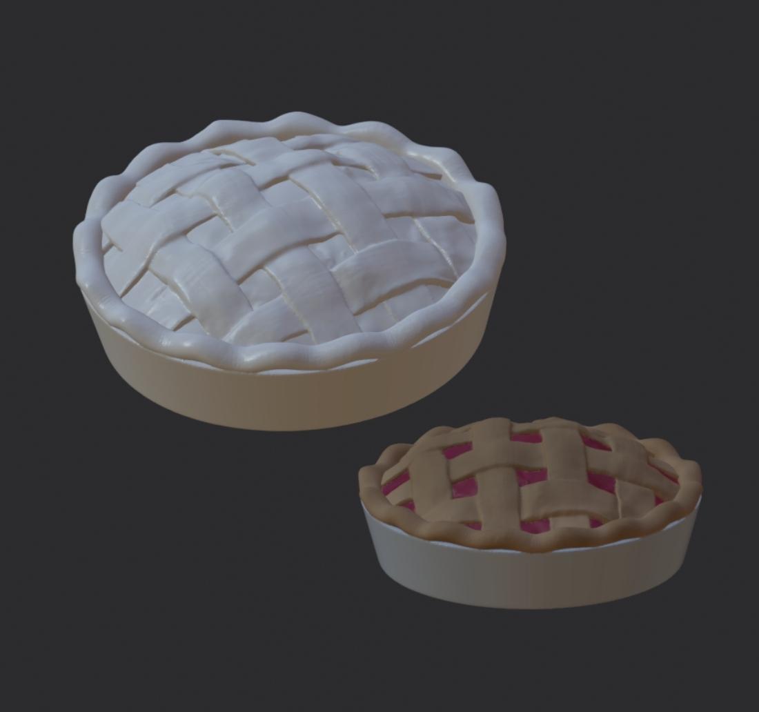 Set of Two Miniature Lattice-Top Pies :: Delicious Desserts! 3d model