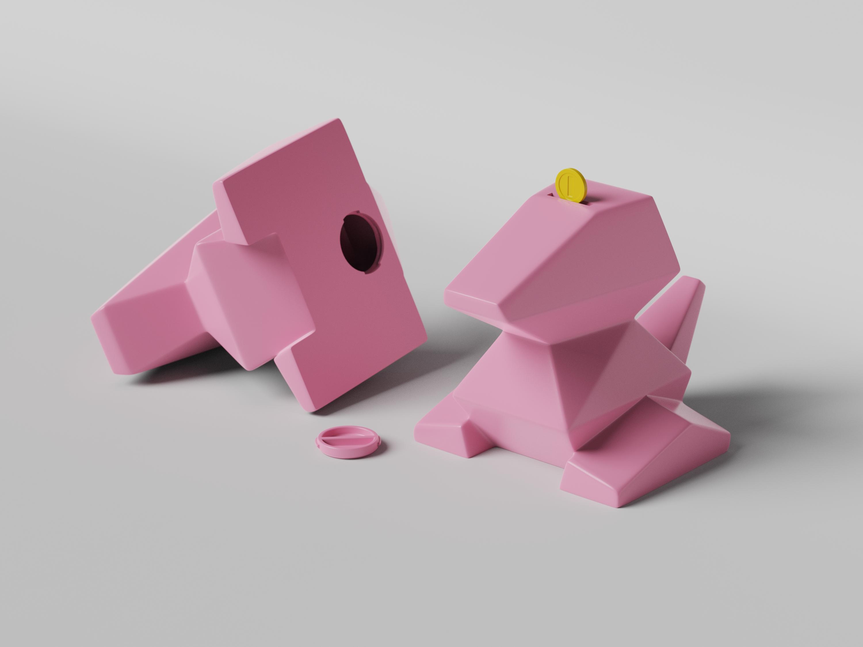 Low-poly Porygon - Piggy Bank 3d model