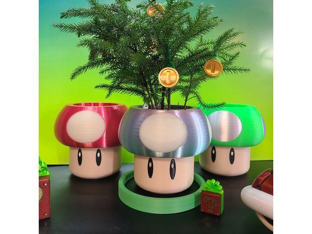 Mario Mushroom Money Tree Planter. MMU printers only 3d model
