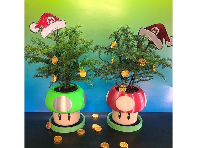 Mario Mushroom Money Tree Planter. MMU printers only 3d model