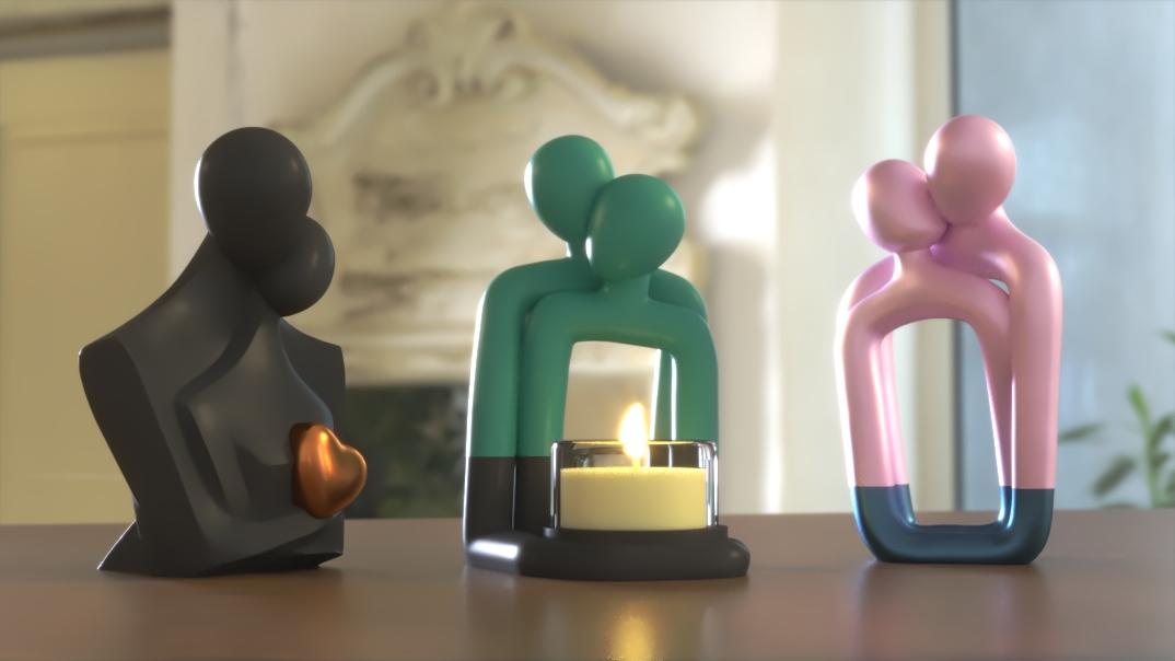 Challenge - candle holders Couple minimalist base support V3 HomeDecor_ TinyMakers3D 3d model