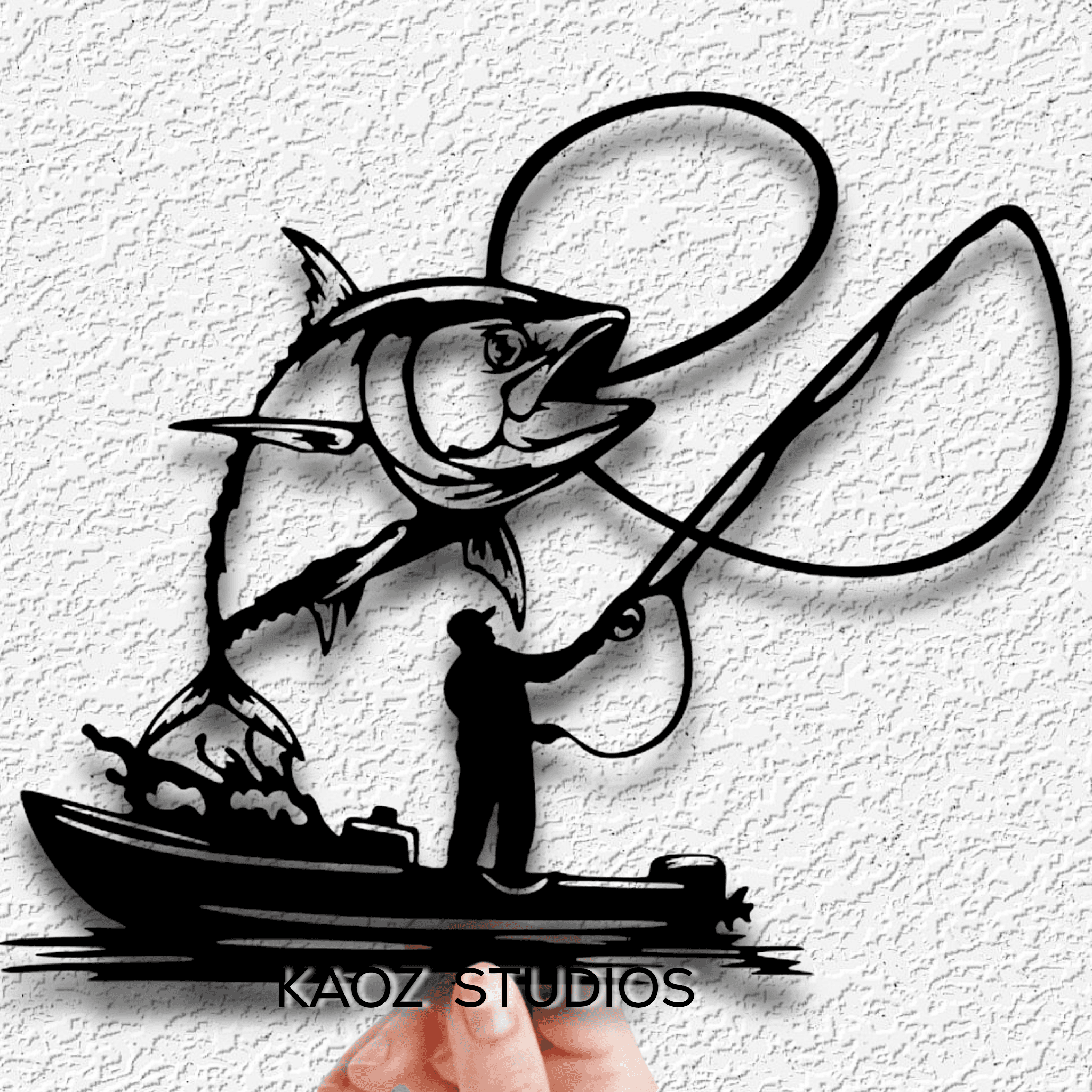 fishing wall art fish wall decor fisherman decoration 3d model