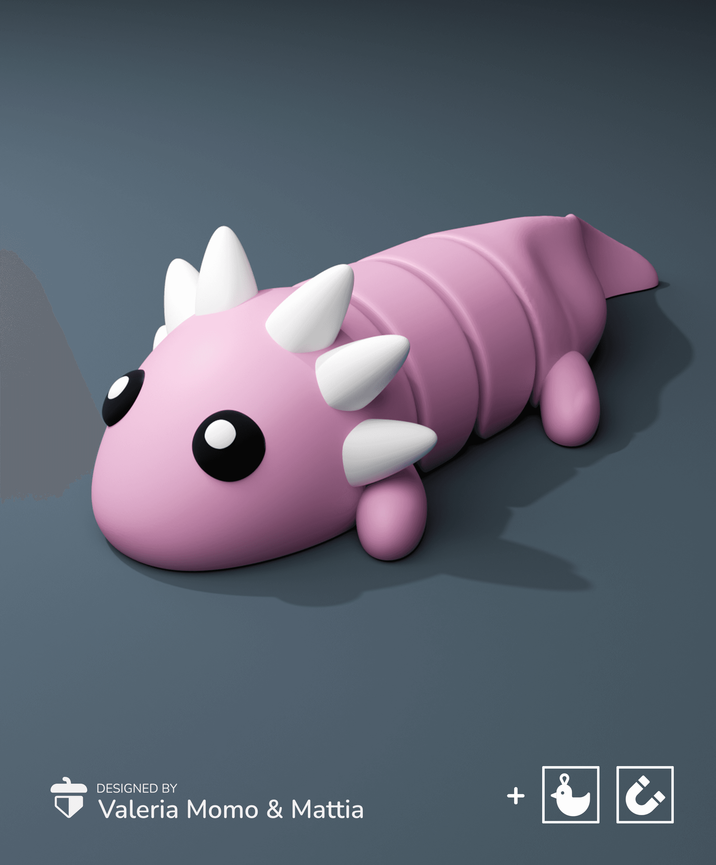 Cute Flexi Pets Axolotl (Keychain & Magnet) 3d model