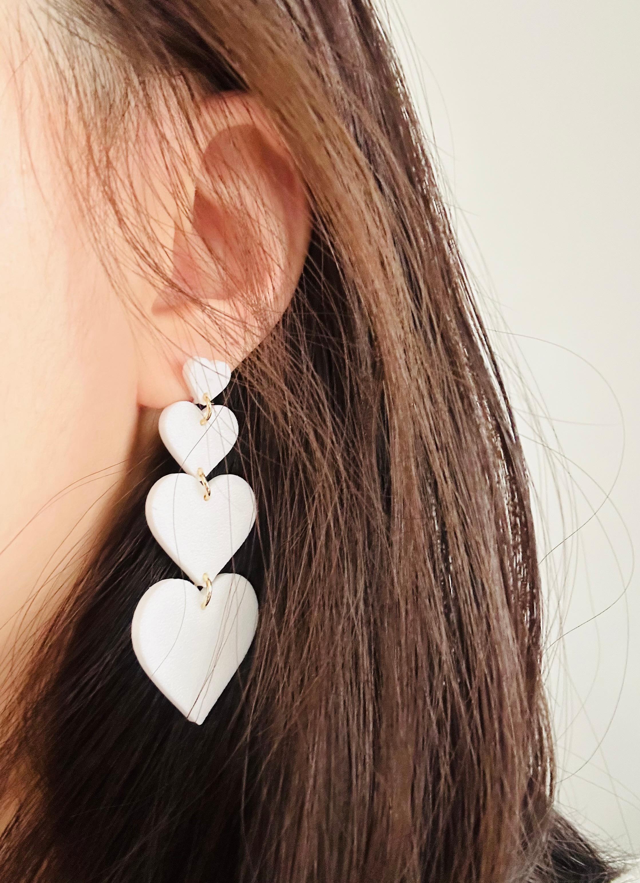 Heart-Shaped Drop Earrings 3d model