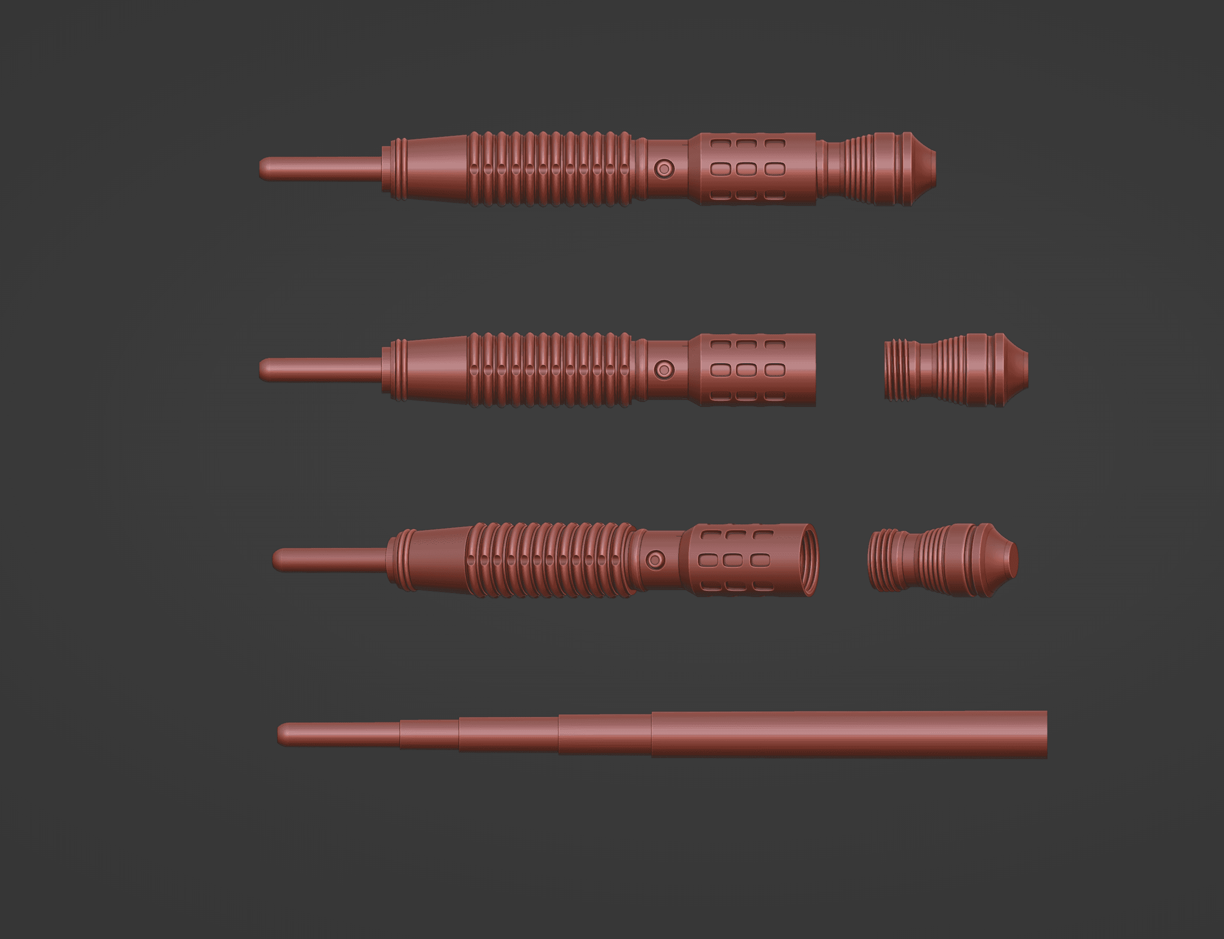 Print in Place Collapsing Jedi Lightsaber Concept 3 3d model