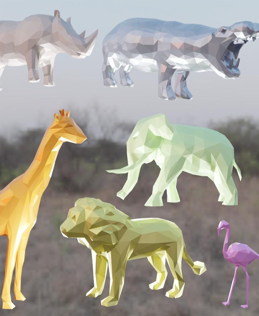 Low Poly Safari Animal Fun Pack! 6 models all for free! 3d model